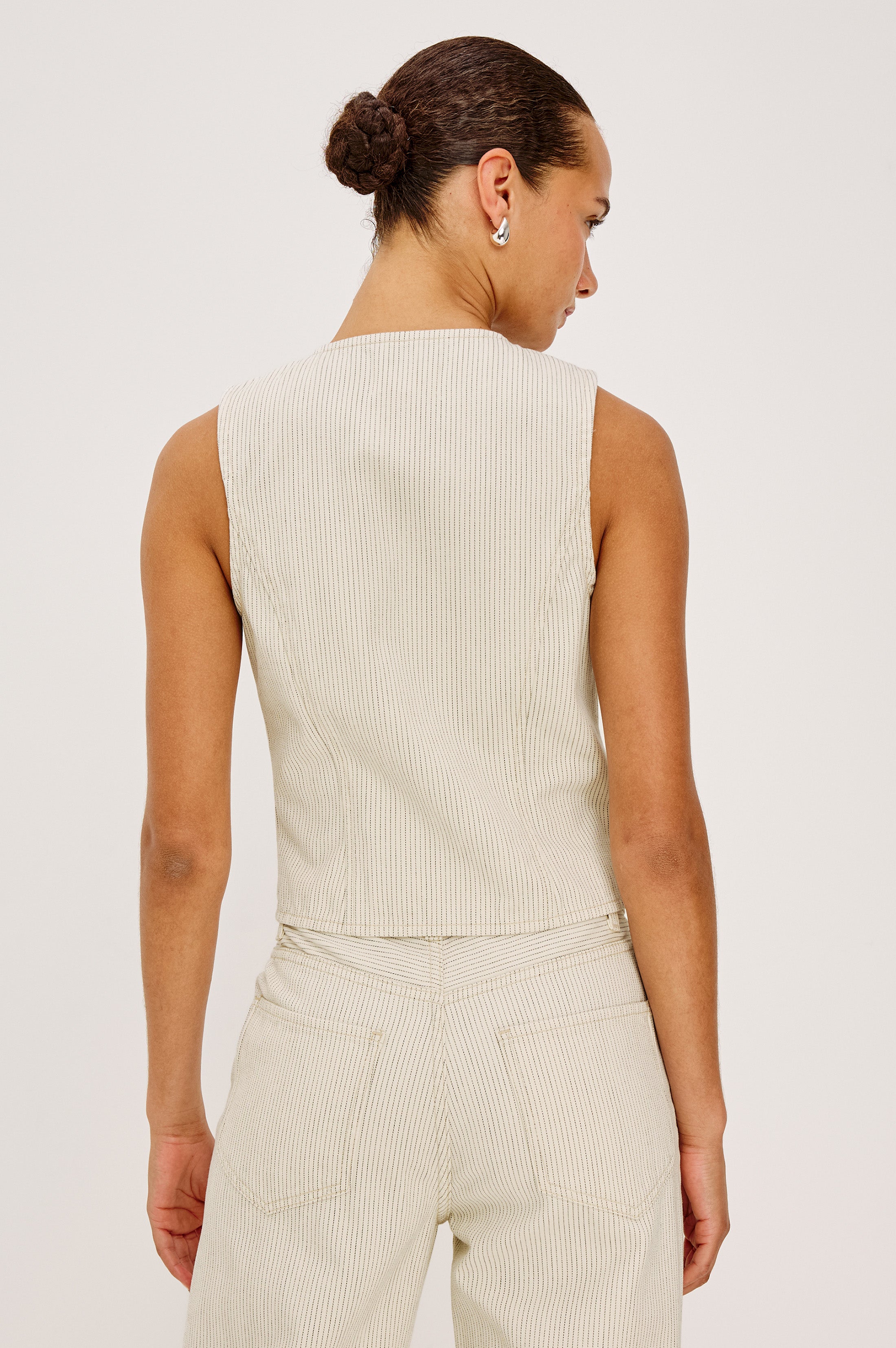 La Jolla Vest - Ecru Railroad Stripe