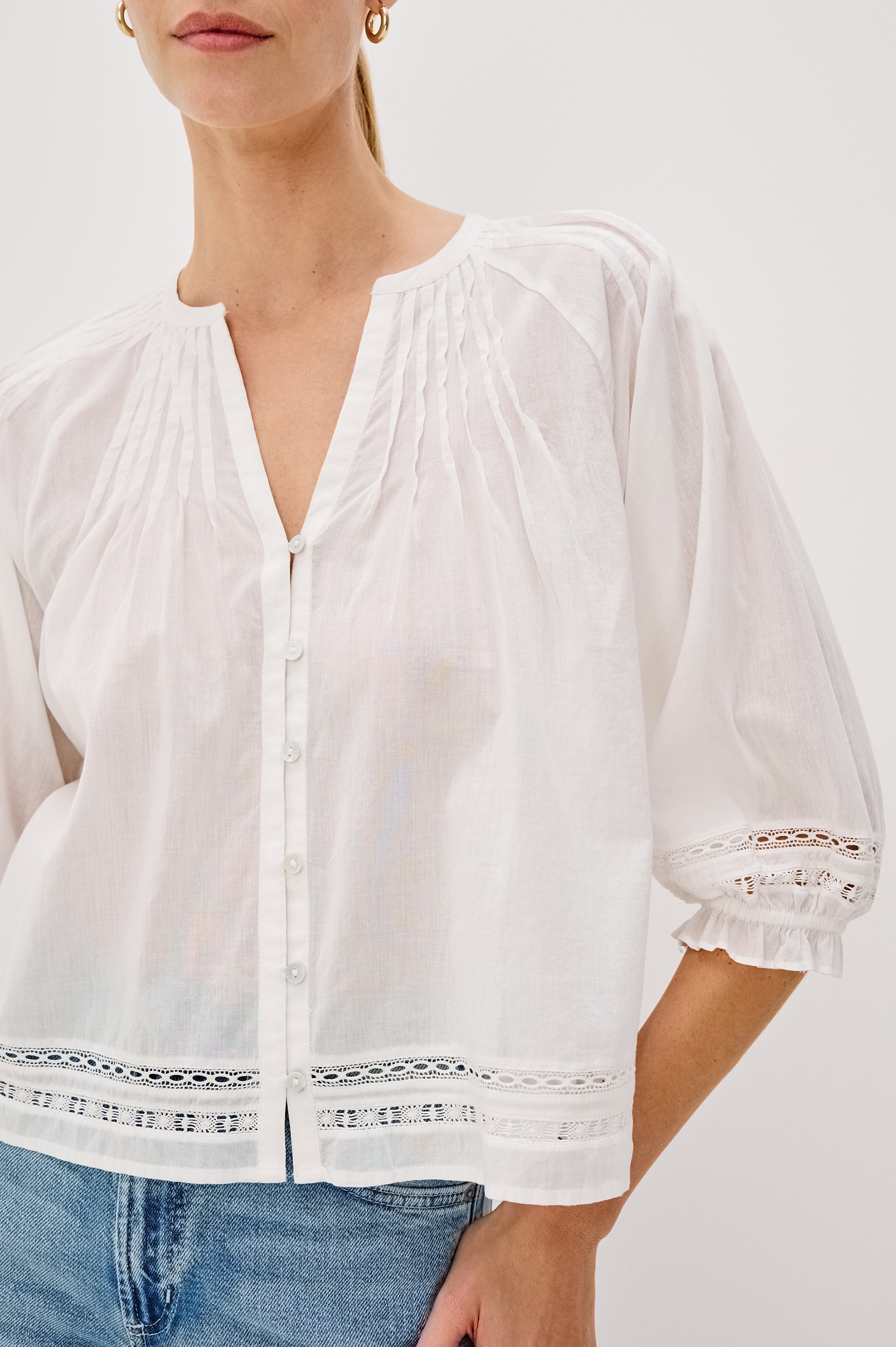 Lilah Top - White Lace Detail