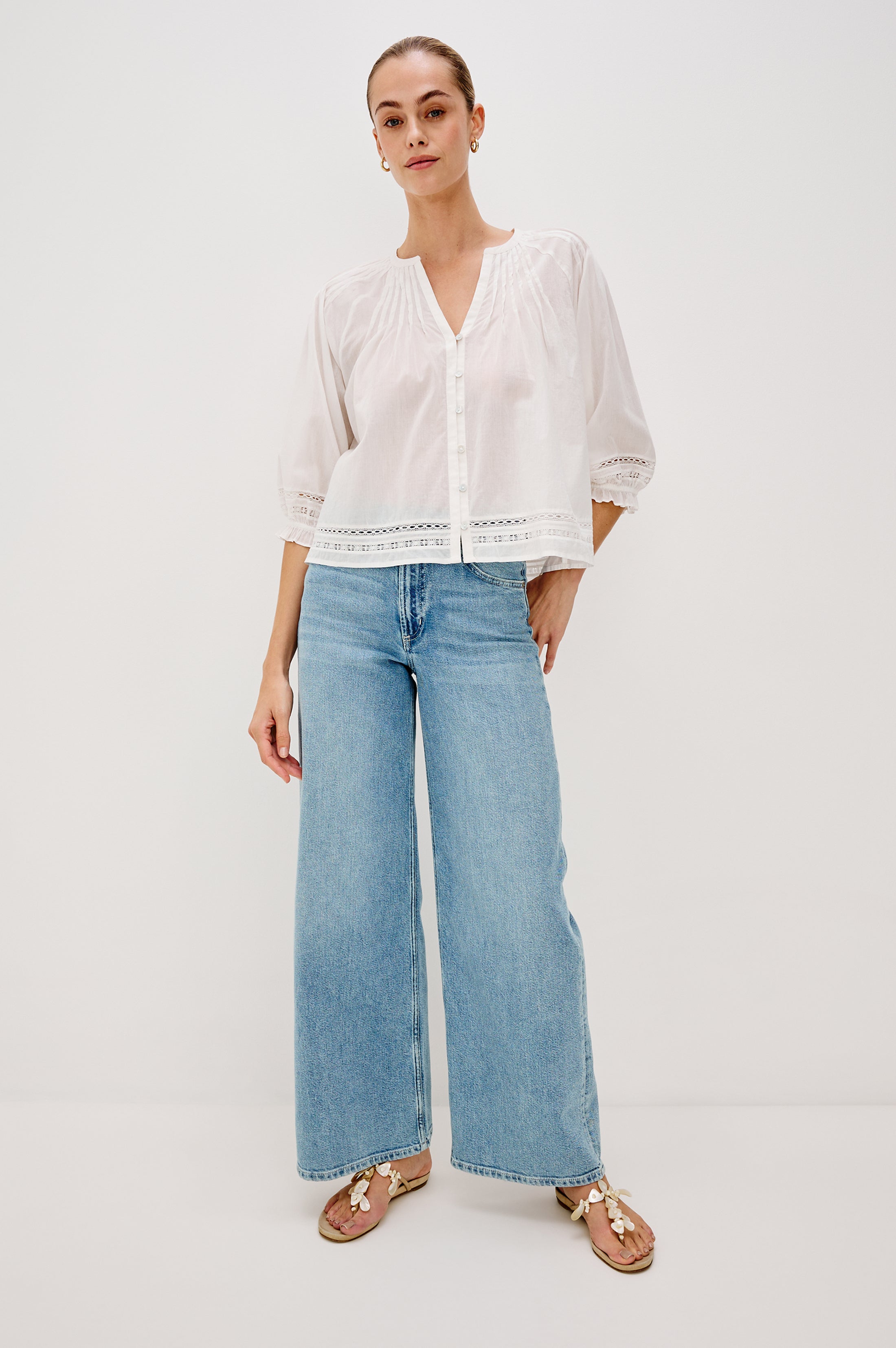 Lilah Top - White Lace Detail