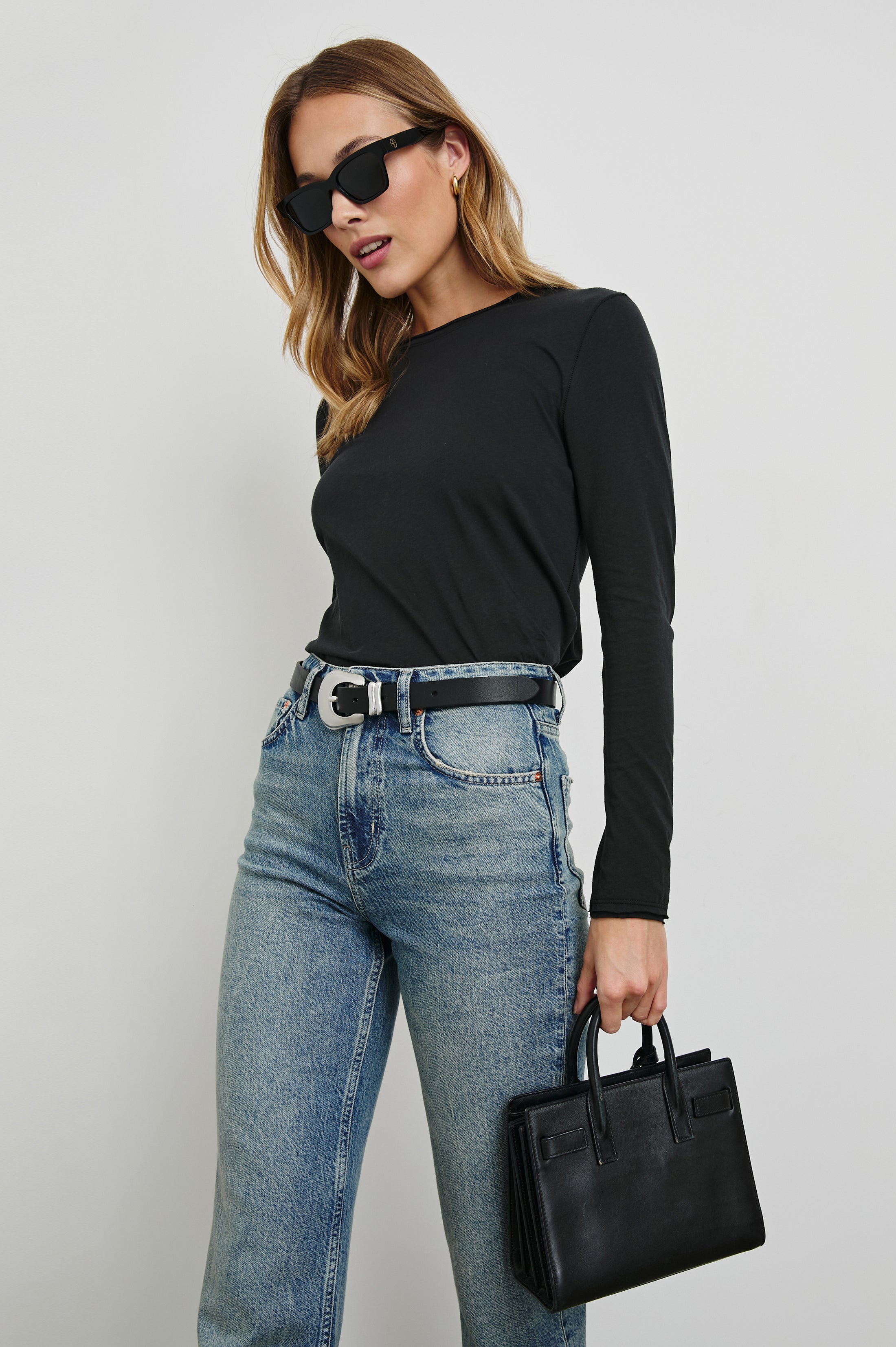 Long Sleeve Crew Neck T-Shirt - Black
