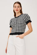Lora Top - Black White Gingham