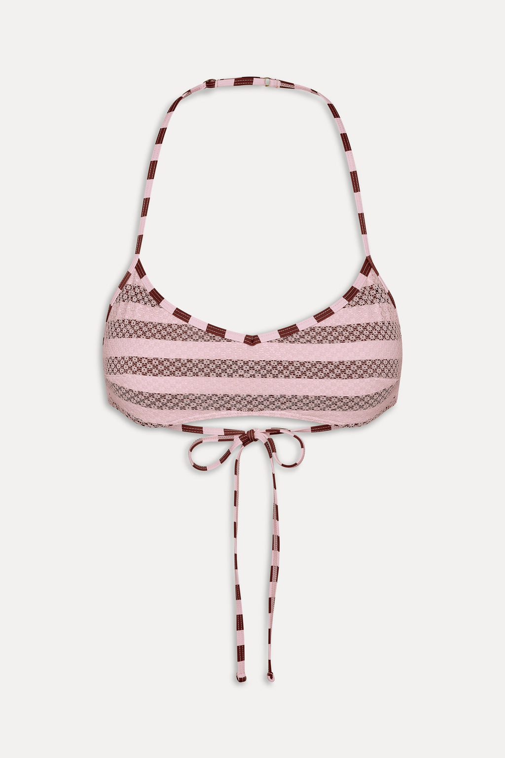 Lotus Mesh Striped Bikini Top - Strawberry Chocolate
