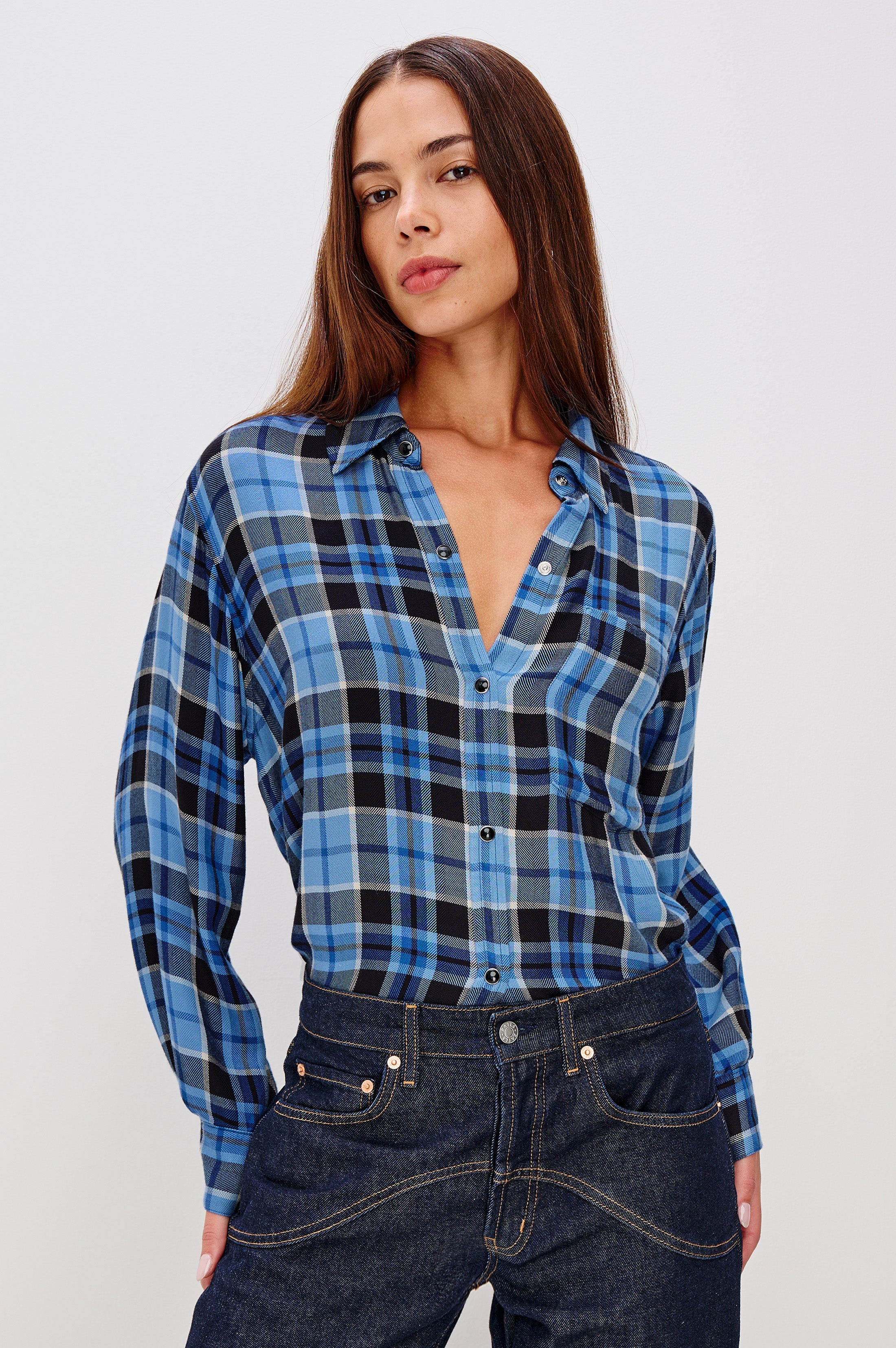 Malin Shirt - Midnight Blue White