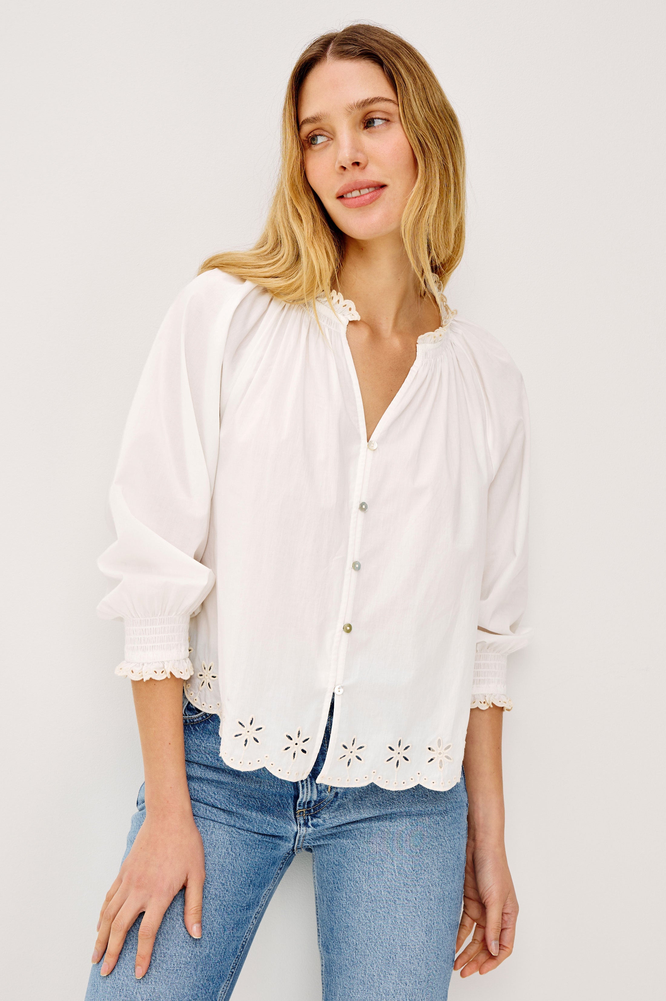Mariah Shirt - Oat Embroidery