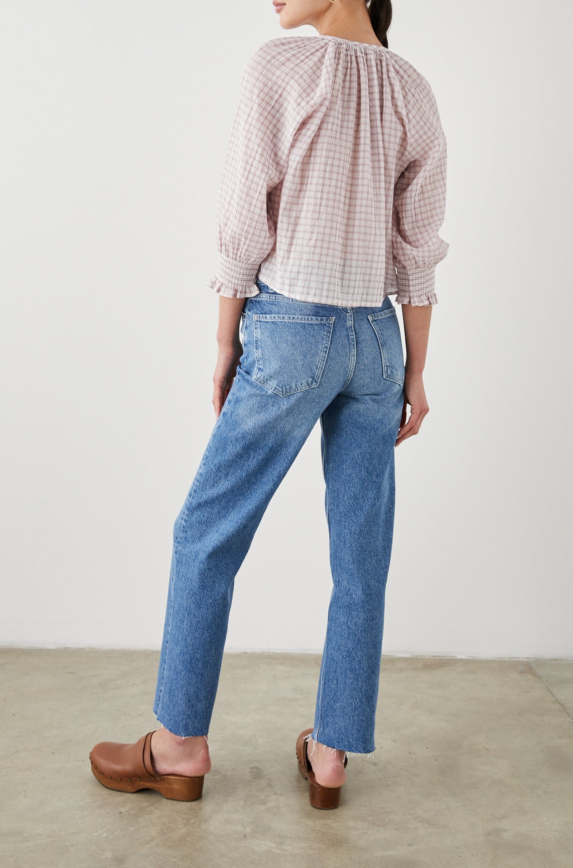Mariah Top - Soft Rose Check