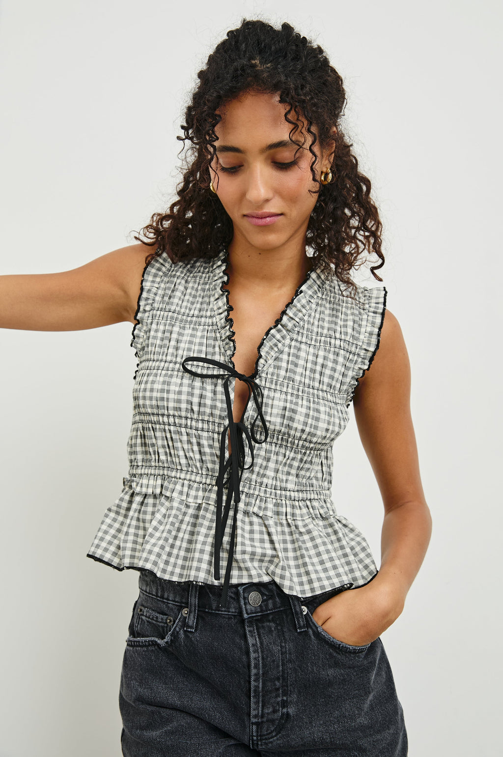 Martine Top - Ivory Jet Gingham