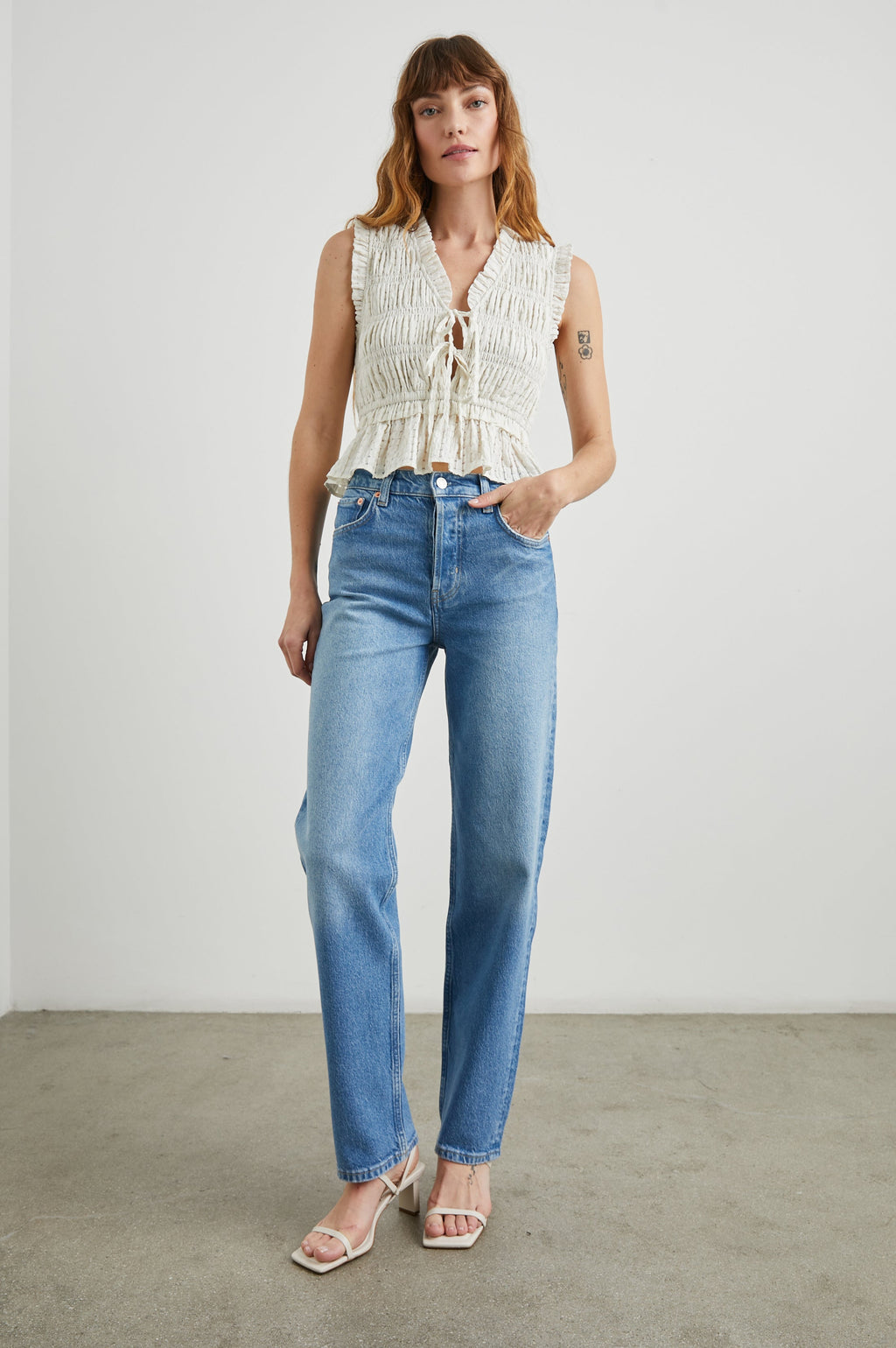 Martine Top - Ivory Seersucker