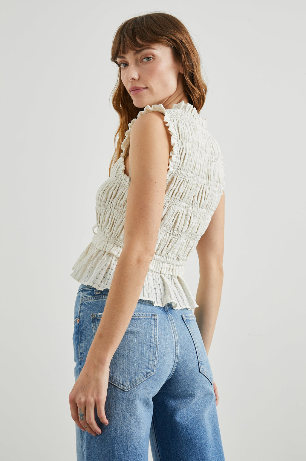 Martine Top - Ivory Seersucker