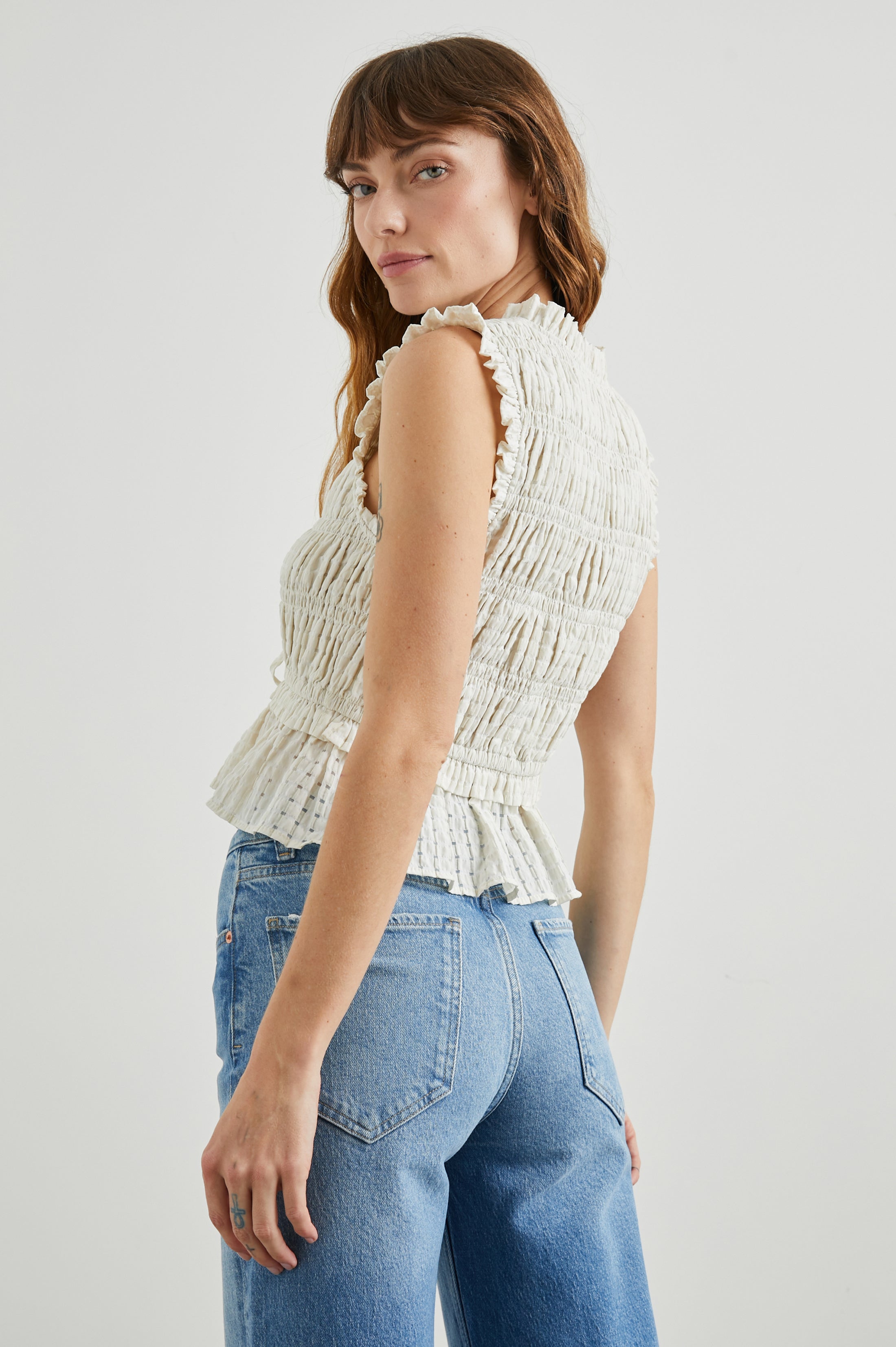 Martine Top - Ivory Seersucker