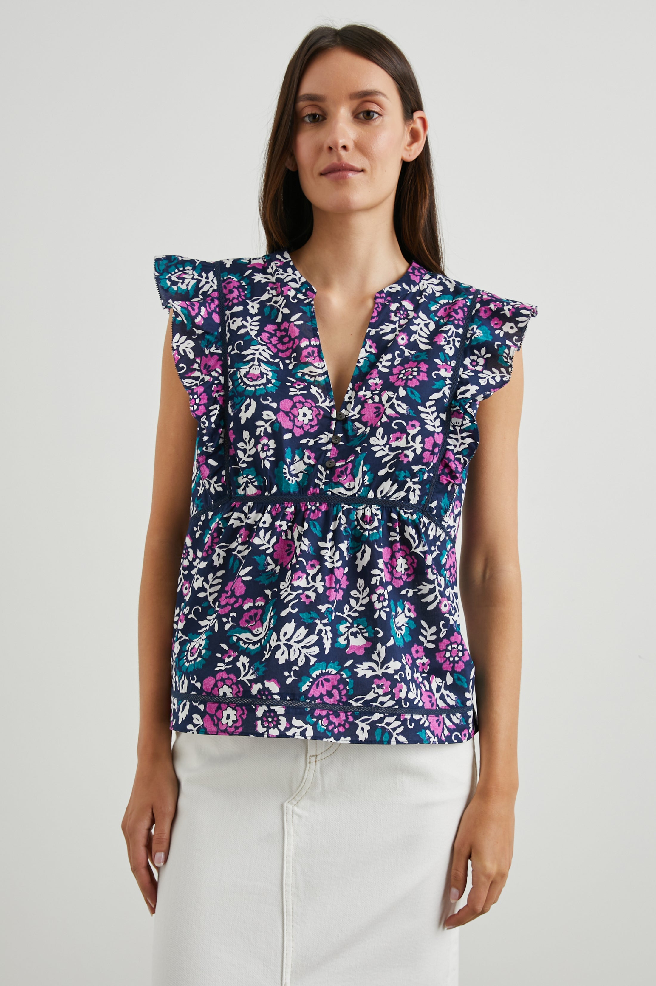 Misha Top - Woodblock Floral