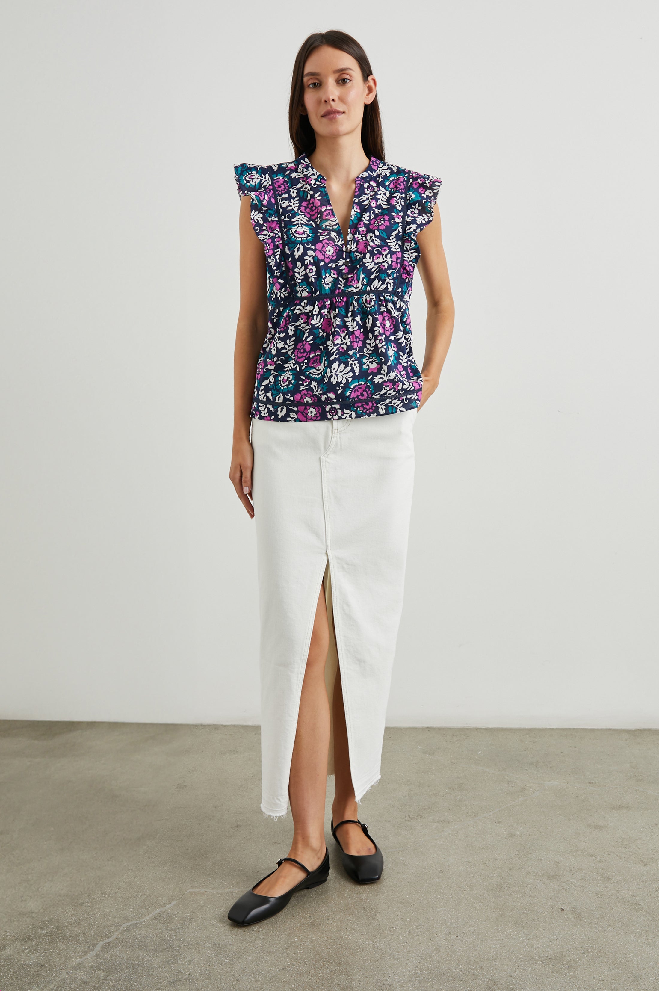 Misha Top - Woodblock Floral