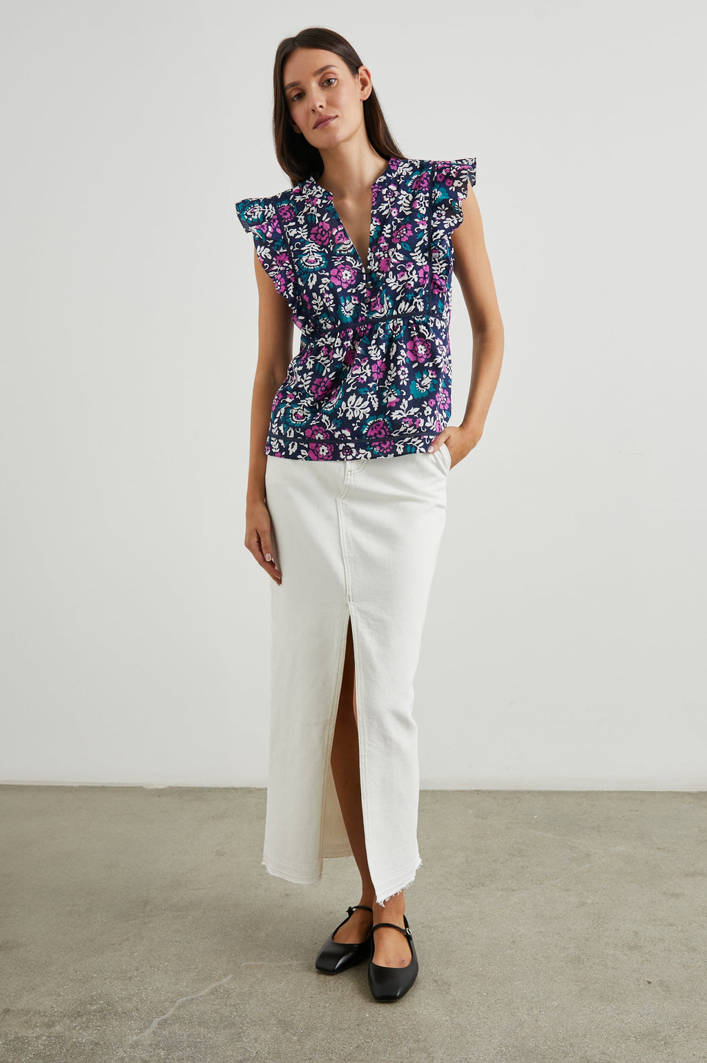 Misha Top - Woodblock Floral