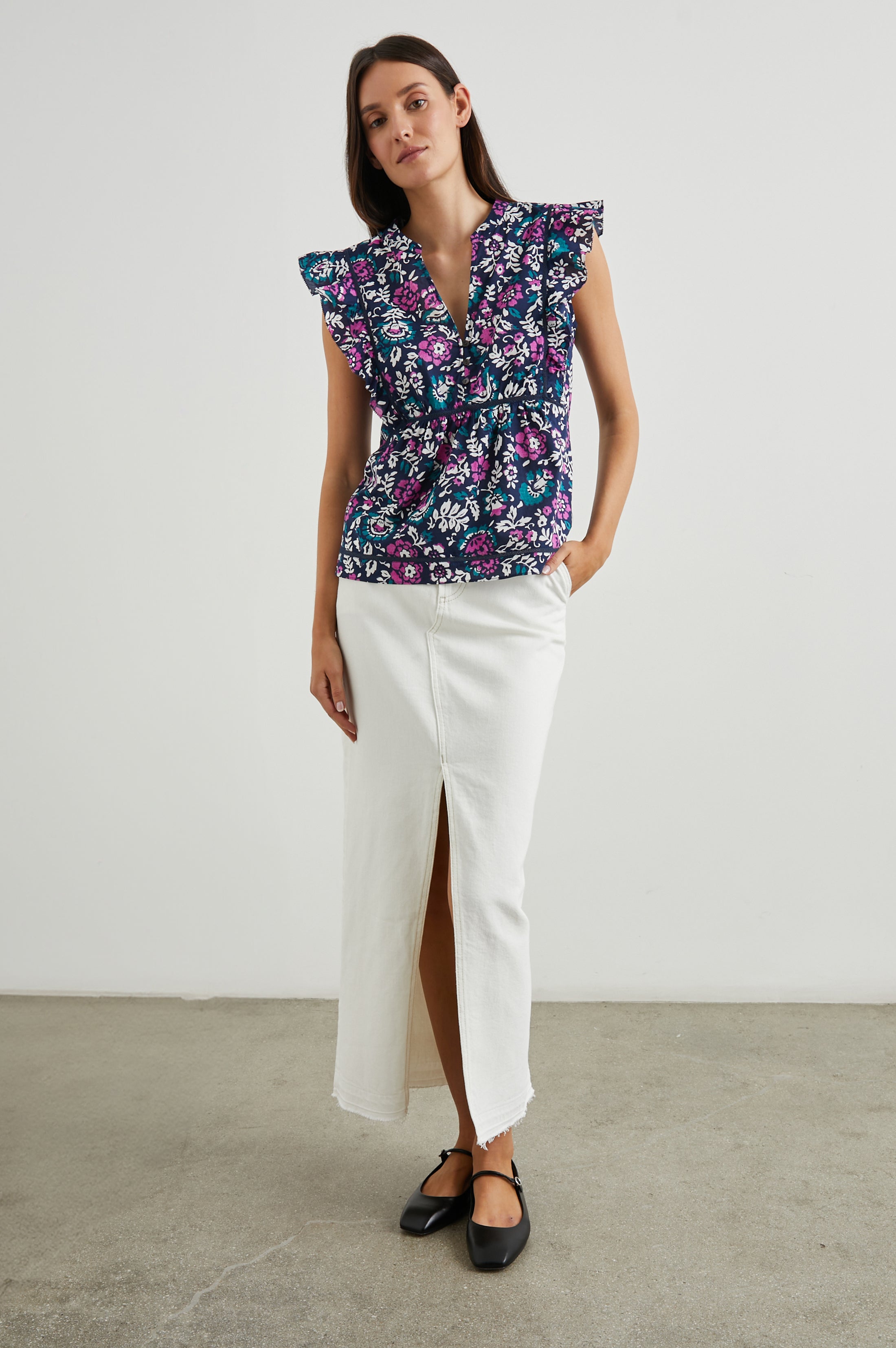 Misha Top - Woodblock Floral