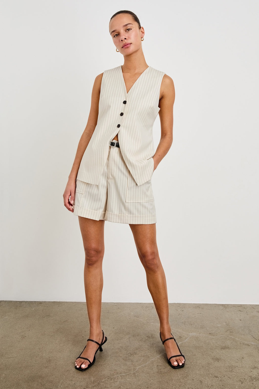 Mylah Vest - Birch Pinstripe