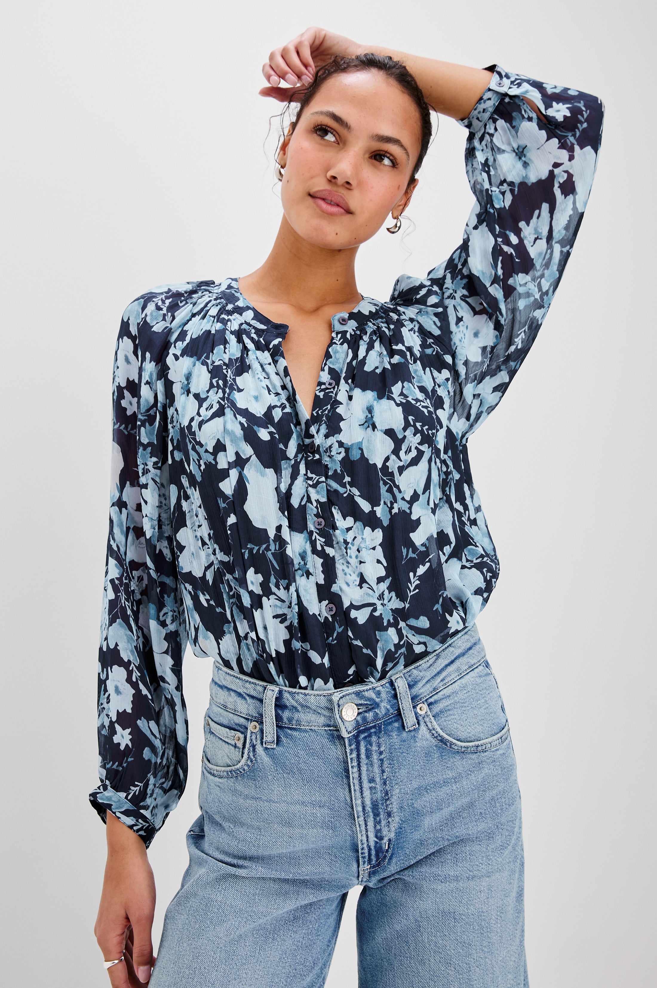 Nessie Top - Indigo Blossoms