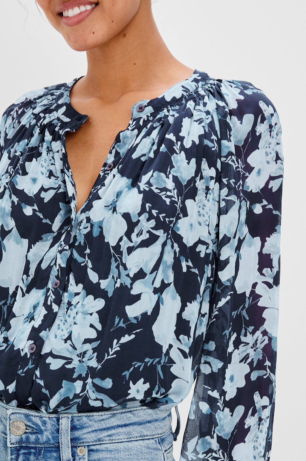 Nessie Top - Indigo Blossoms