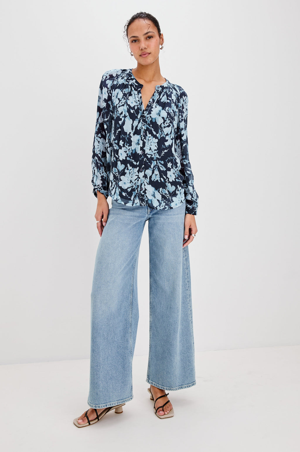 Nessie Top - Indigo Blossoms