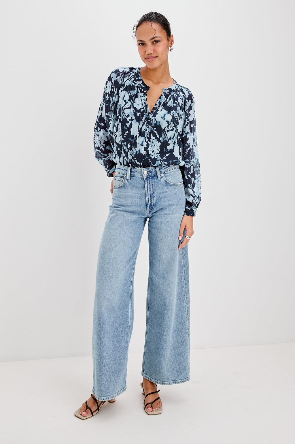 Nessie Top - Indigo Blossoms
