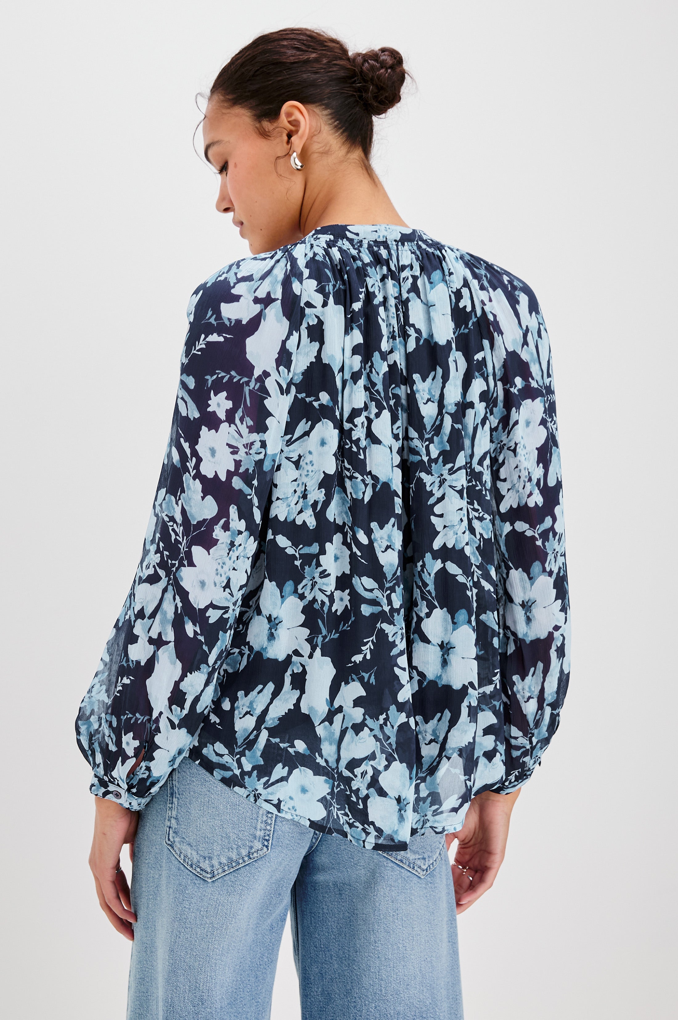 Nessie Top - Indigo Blossoms