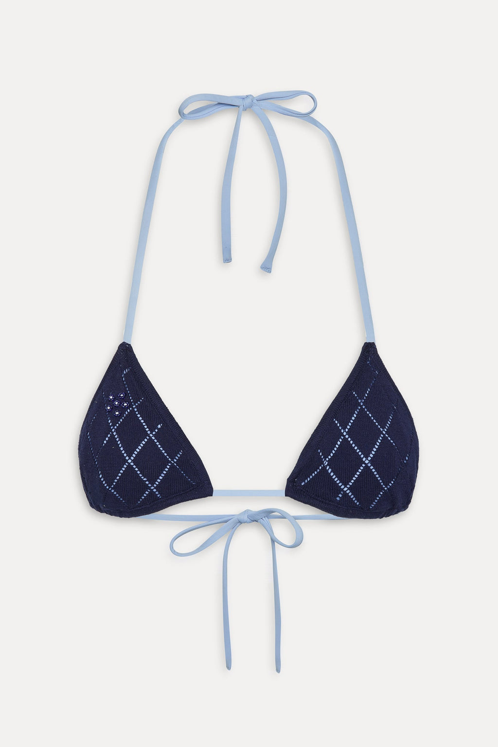 Nick Triangle Halter Bikini Top - Diamond Stitch