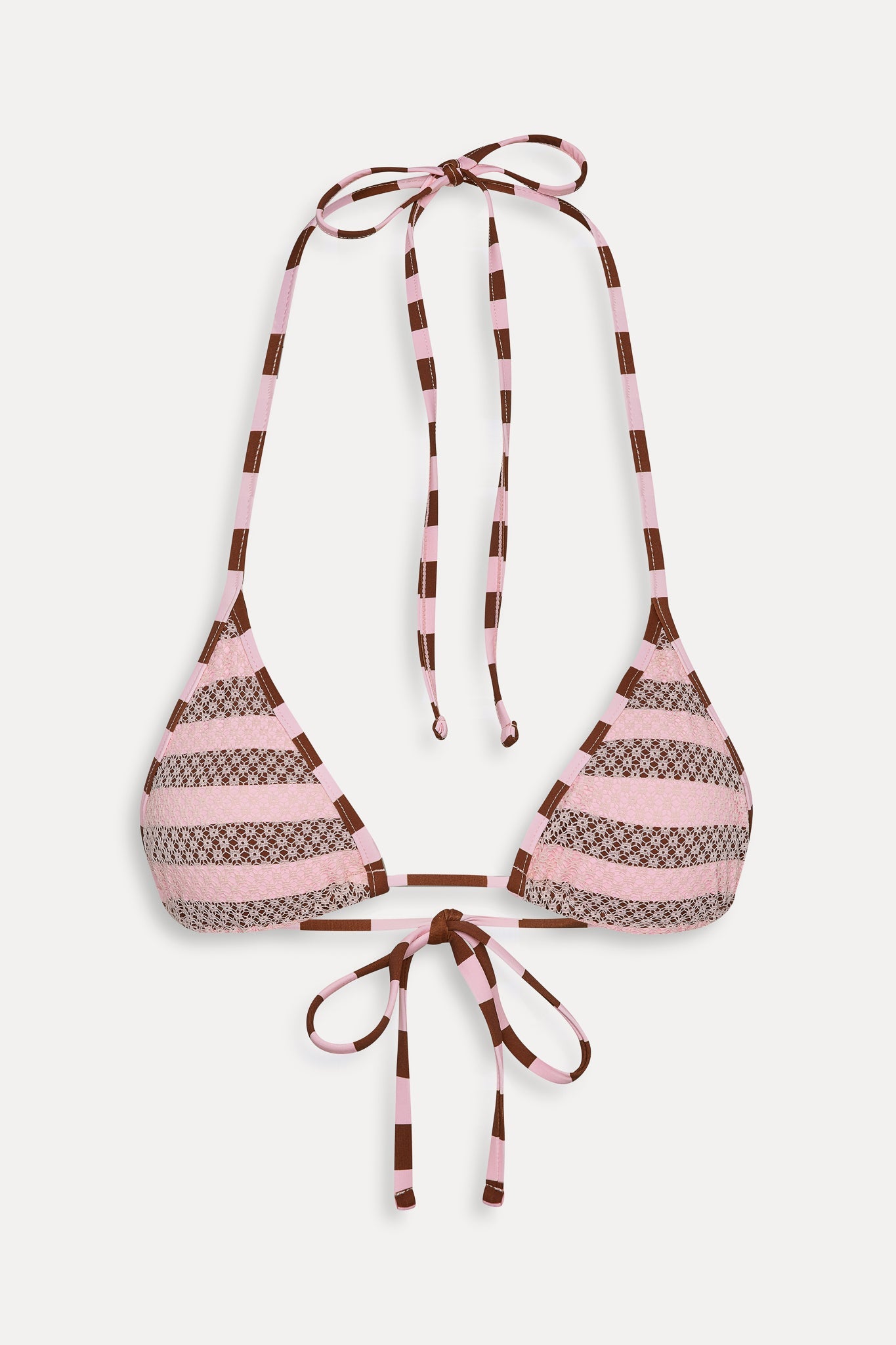 Nick Mesh Striped Bikini Top - Strawberry Chocolate