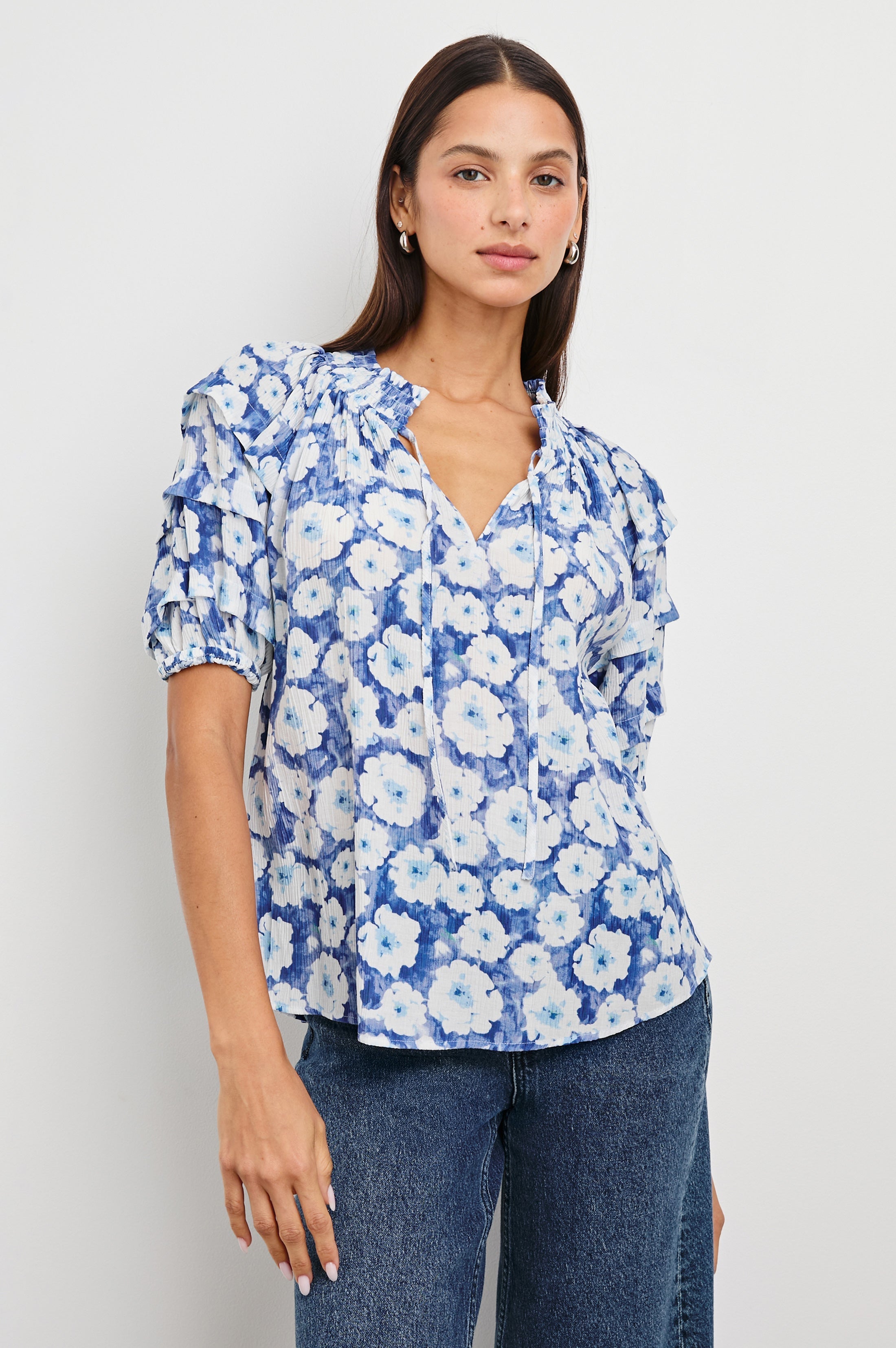 Paris Top - Blue Floral