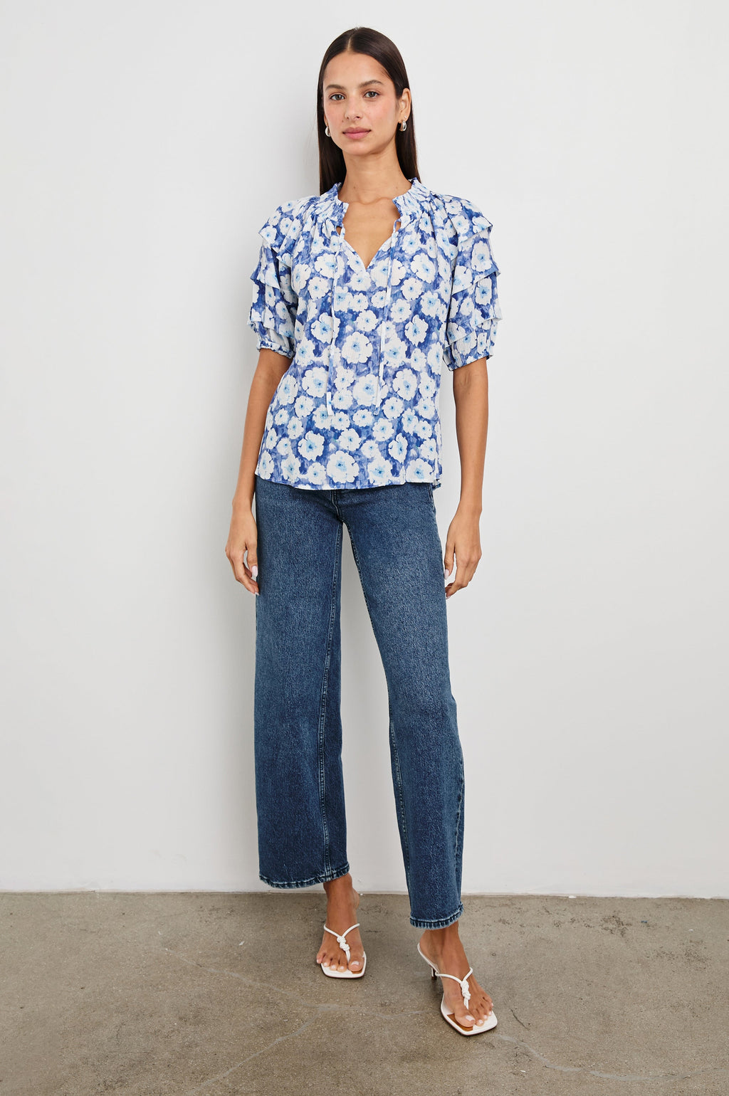 Paris Top - Blue Floral