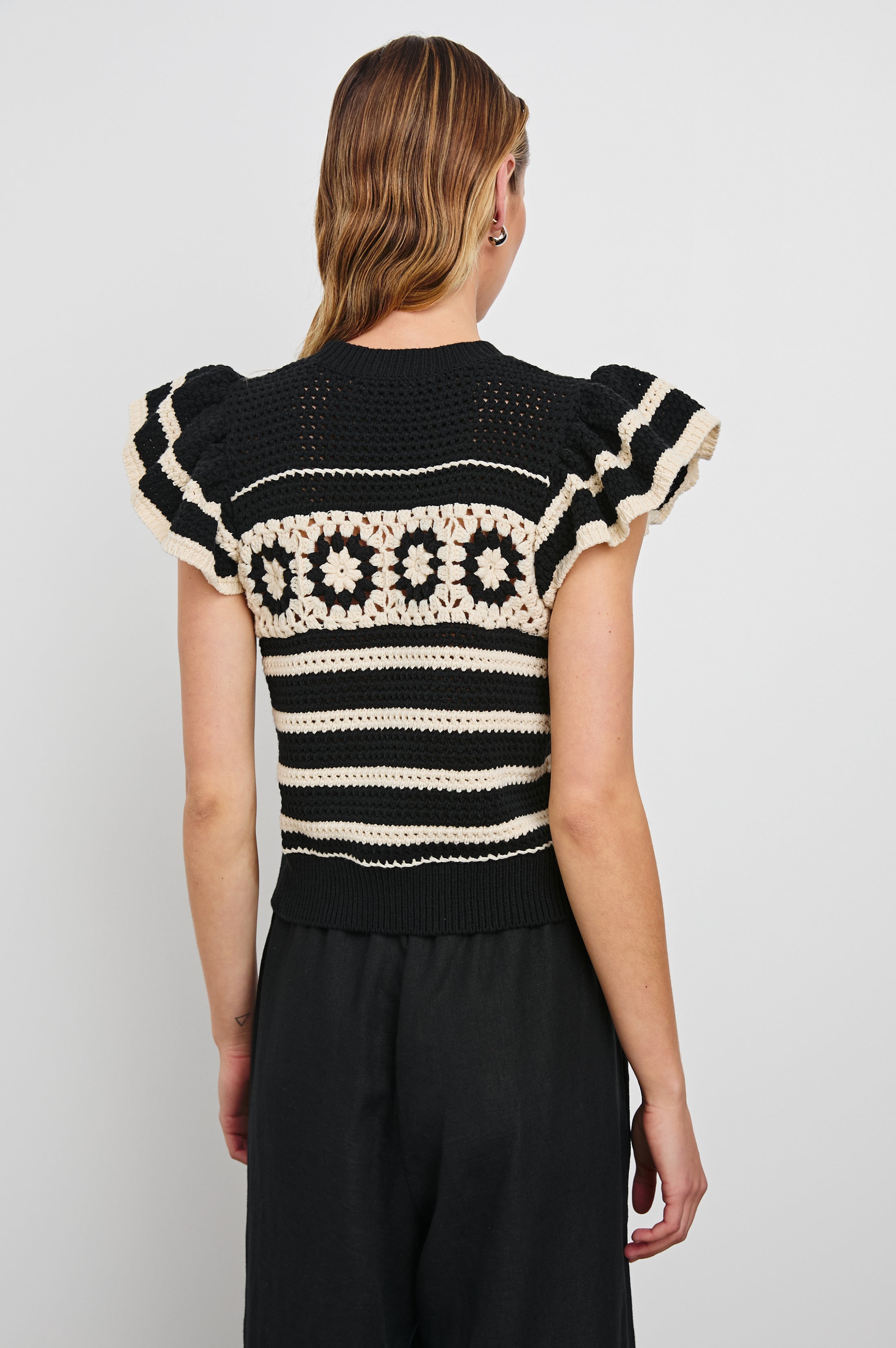 Penelope Top - Black Ivory Stripe