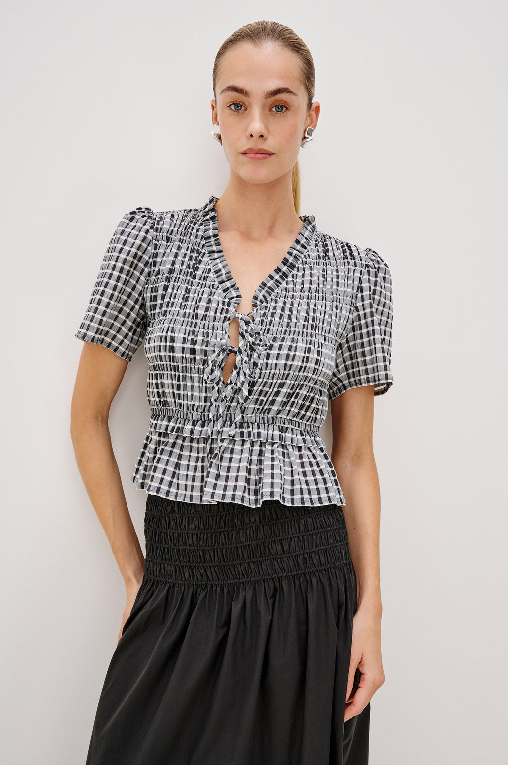 Portia Top - Ash Seersucker