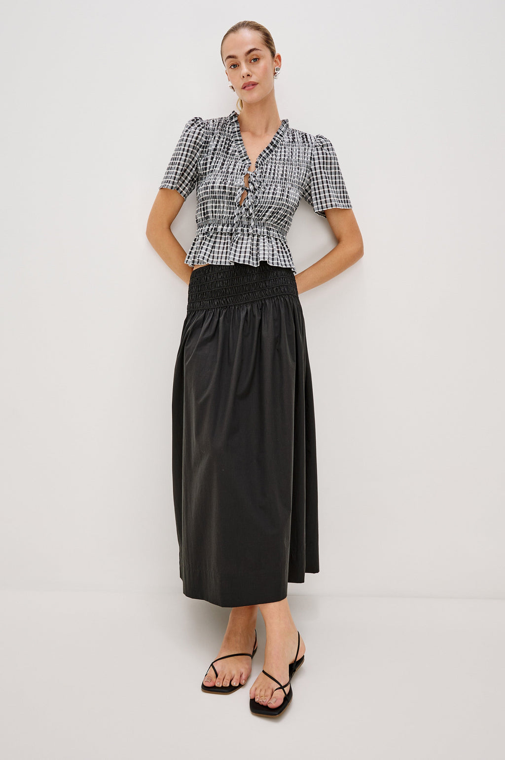 Portia Top - Ash Seersucker