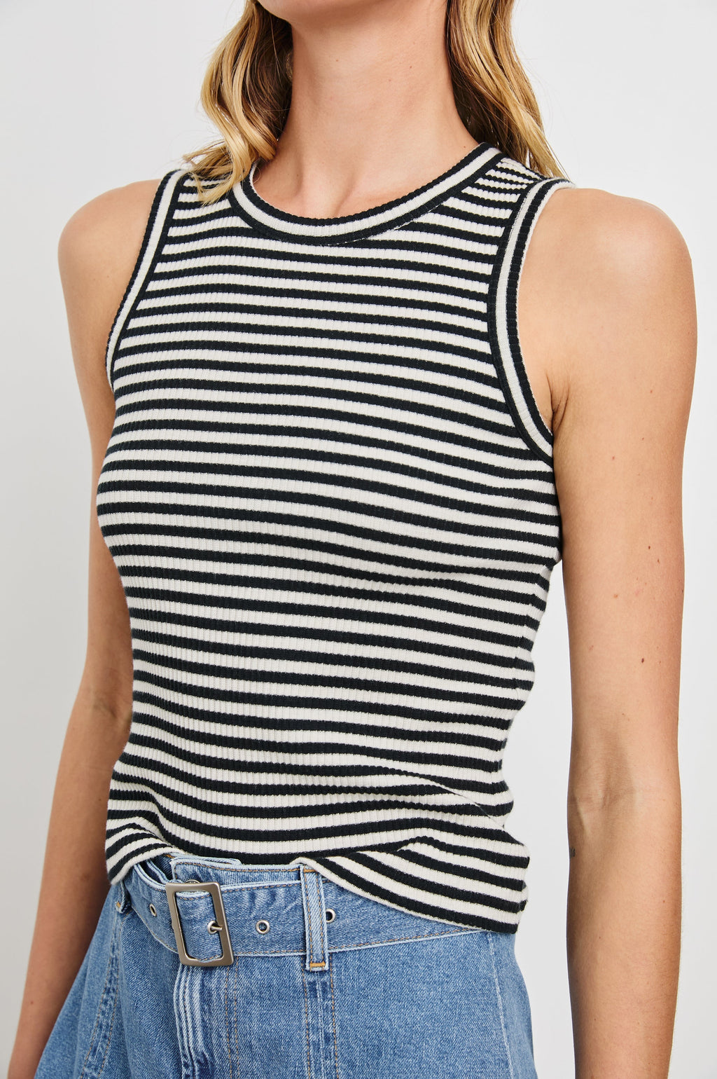 The Racer Tank - Black Birch Stripe