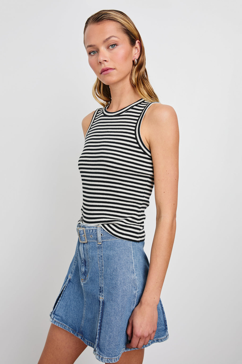 The Racer Tank - Black Birch Stripe