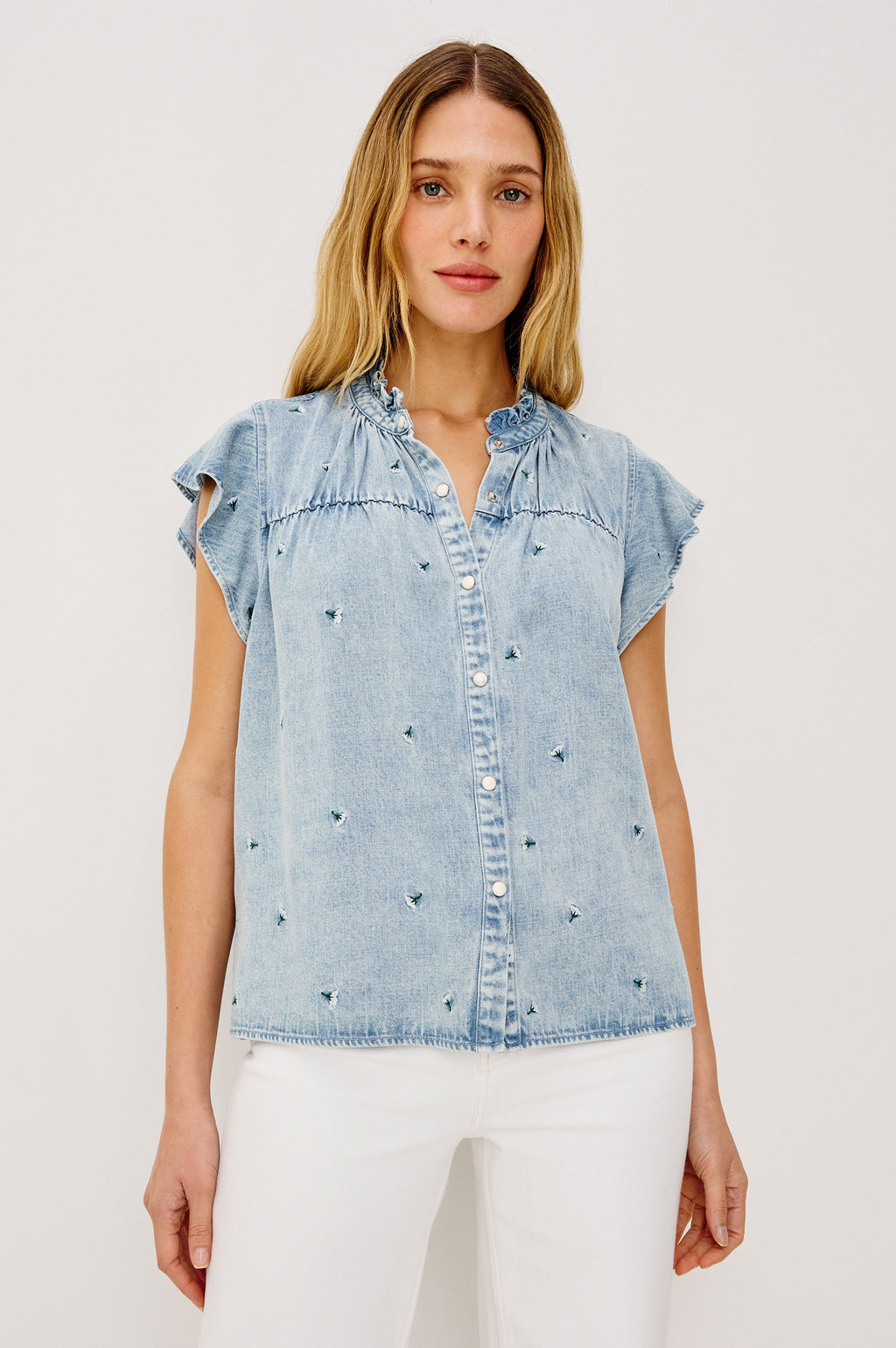 Ruthie Shirt - Ivory Carnations