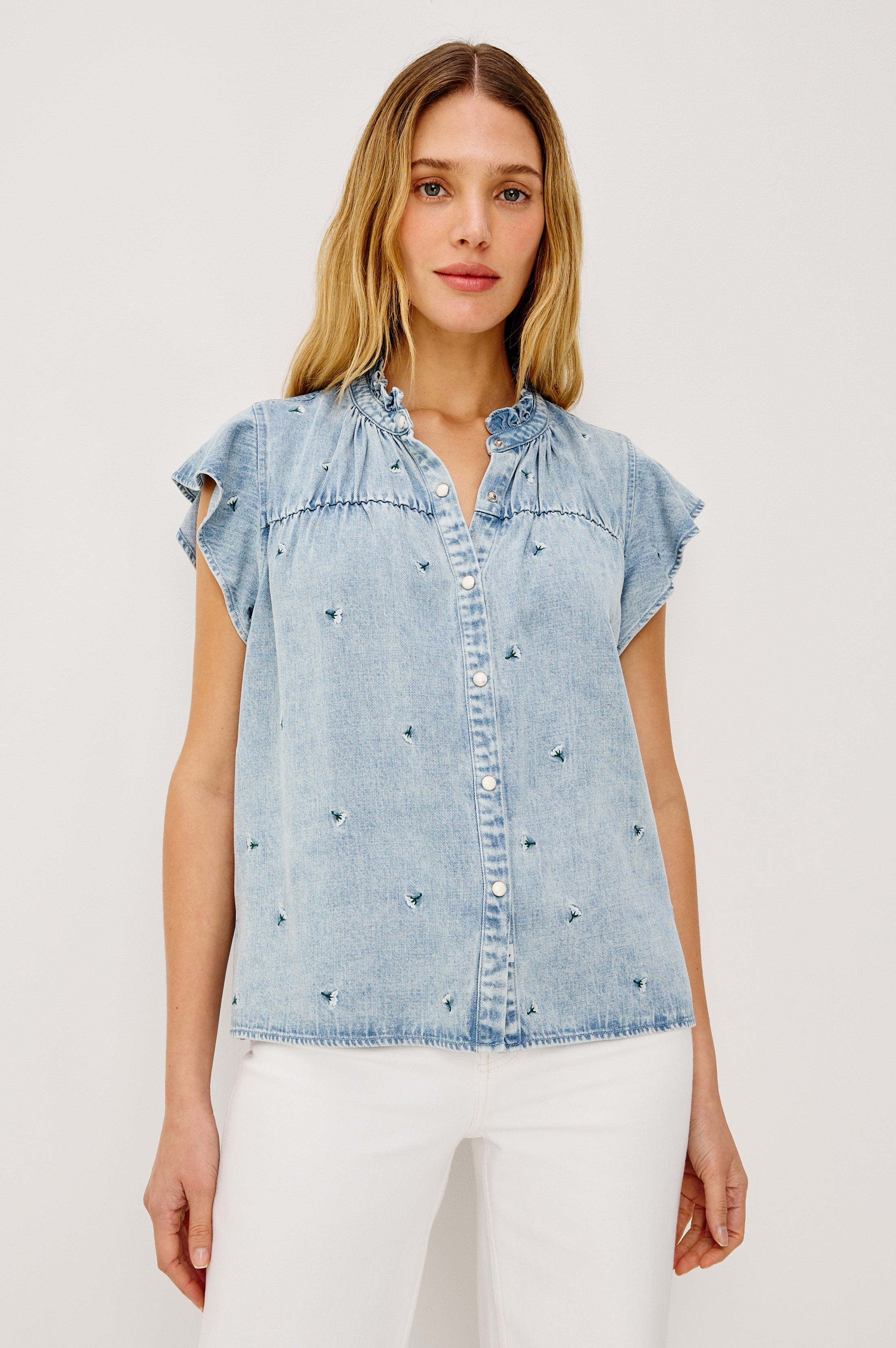 Ruthie Shirt - Ivory Carnations