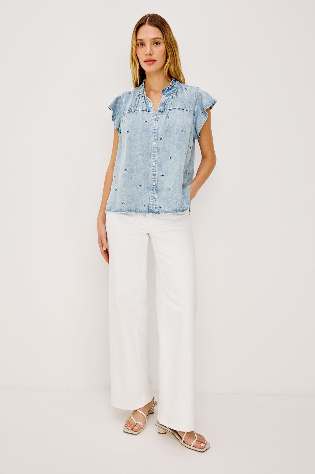 Ruthie Shirt - Ivory Carnations