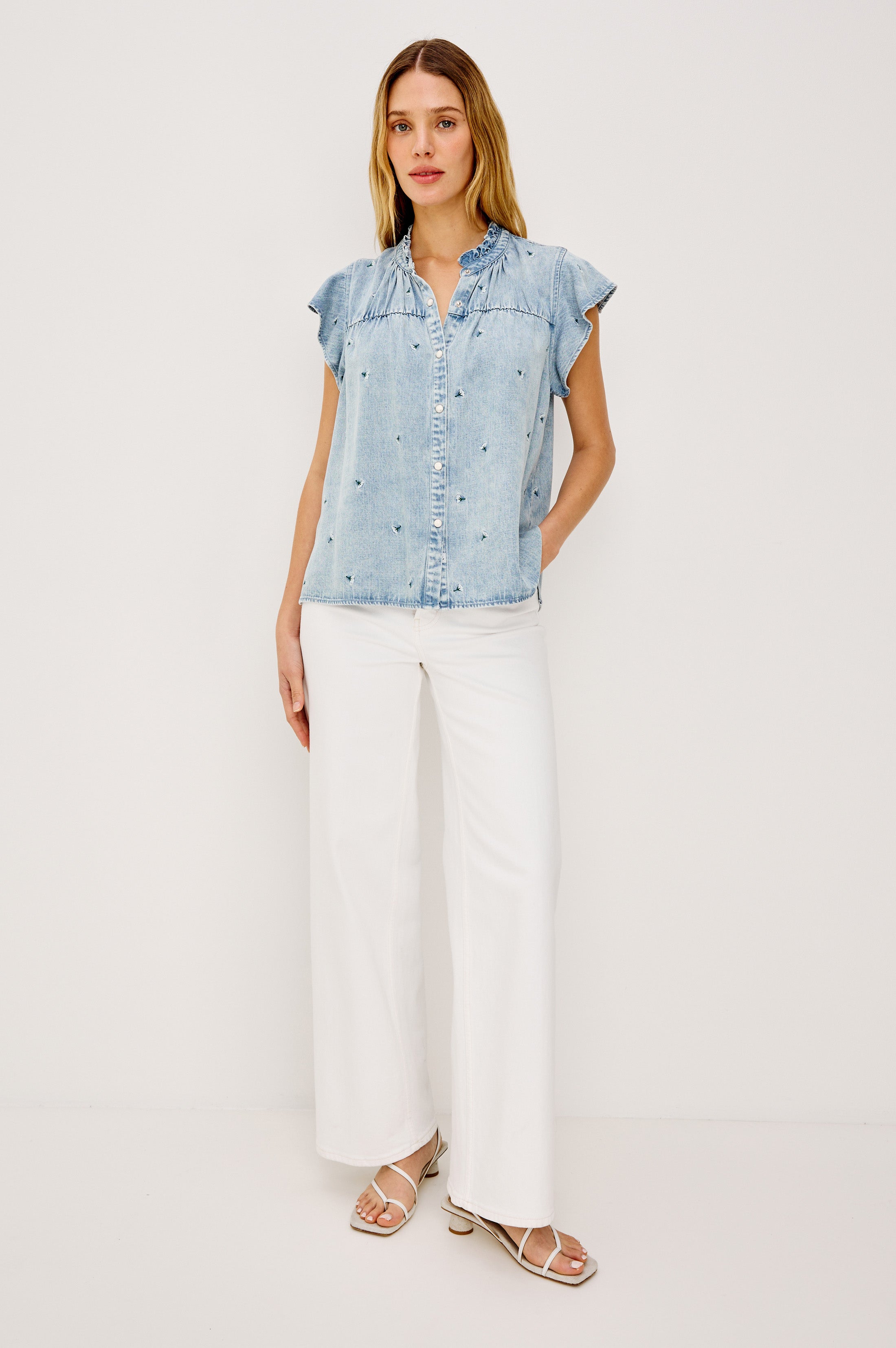Ruthie Shirt - Ivory Carnations