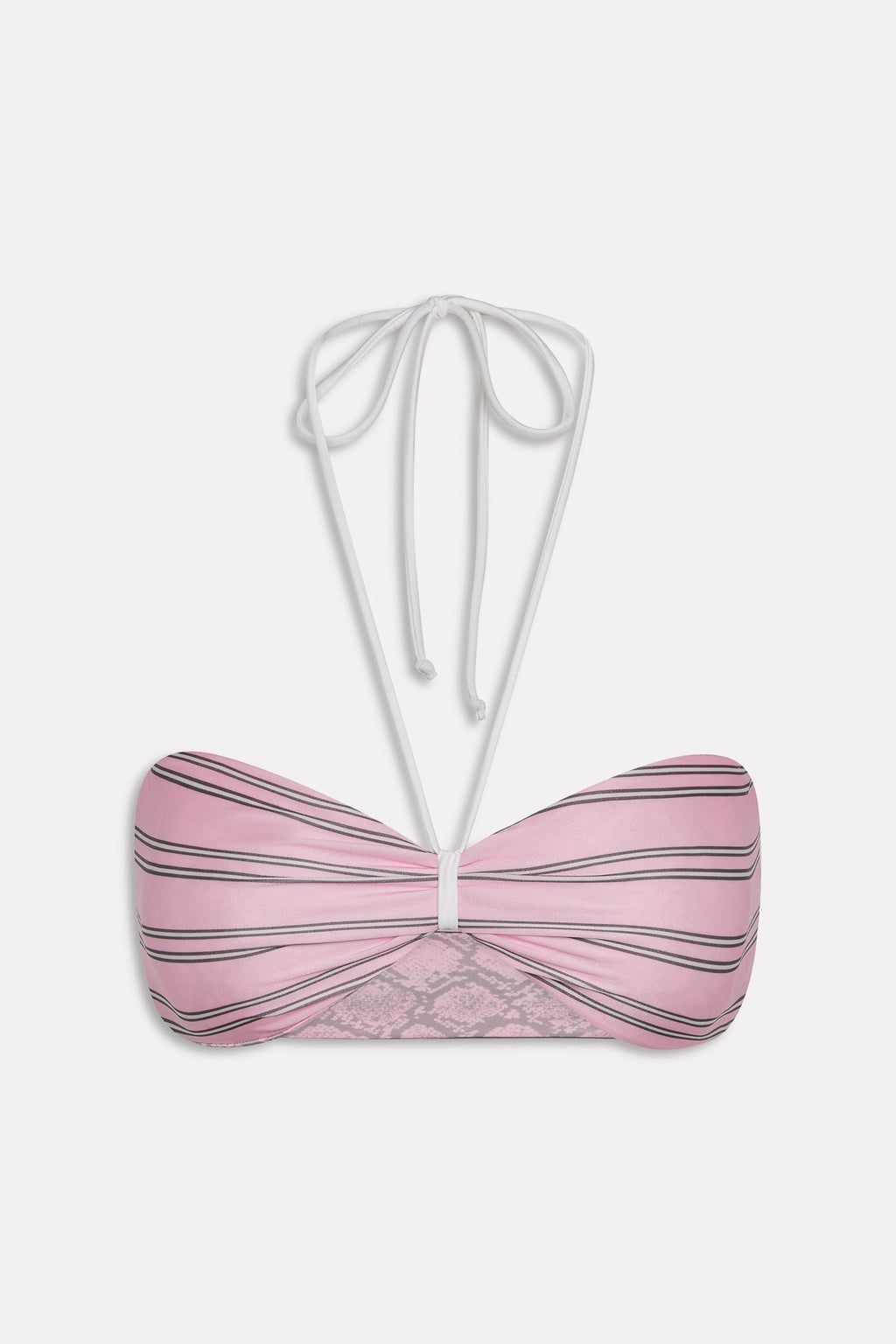 Rumi Reversible Satin Bikini Top - Pink Stripe