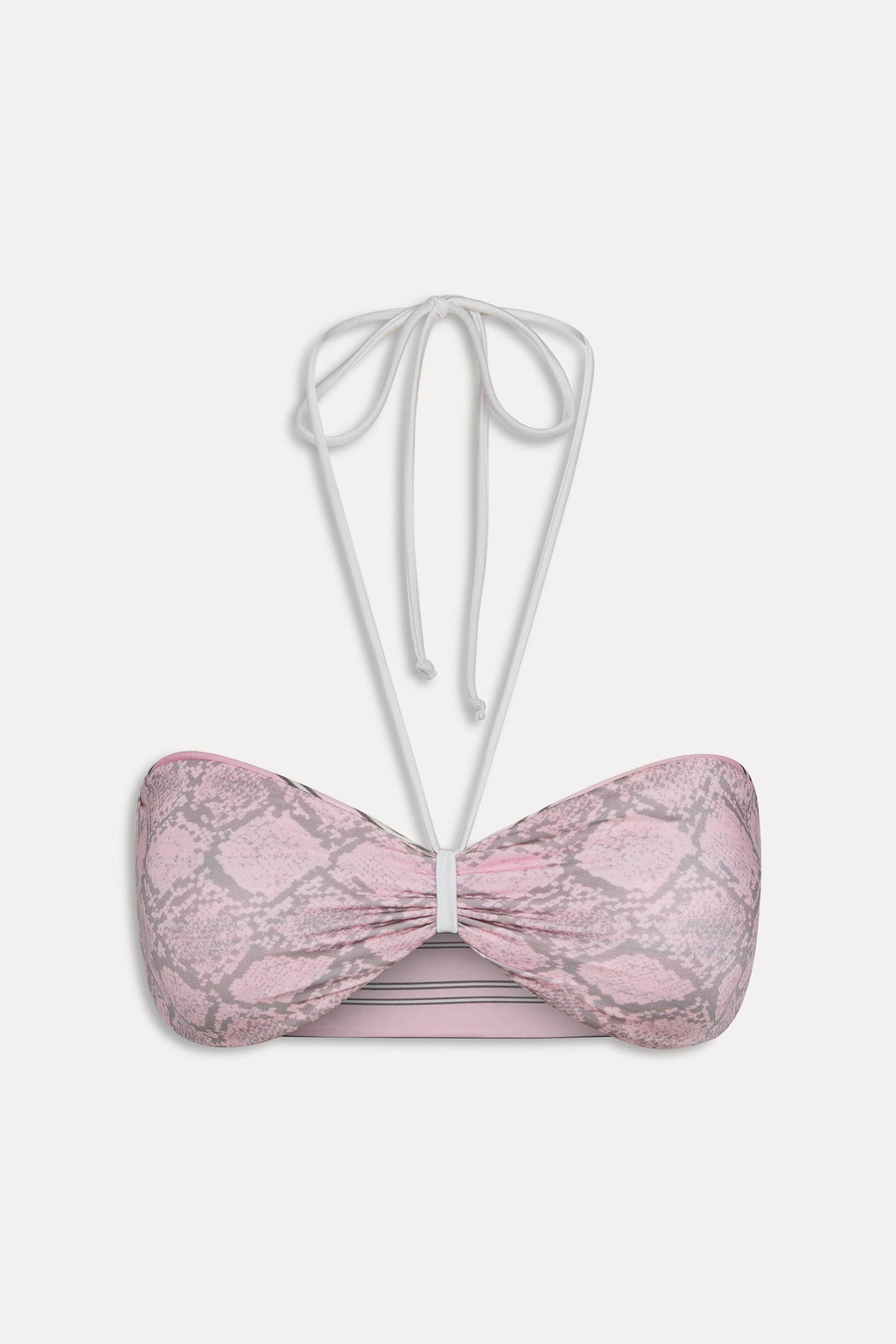 Rumi Reversible Satin Bikini Top - Pink Stripe