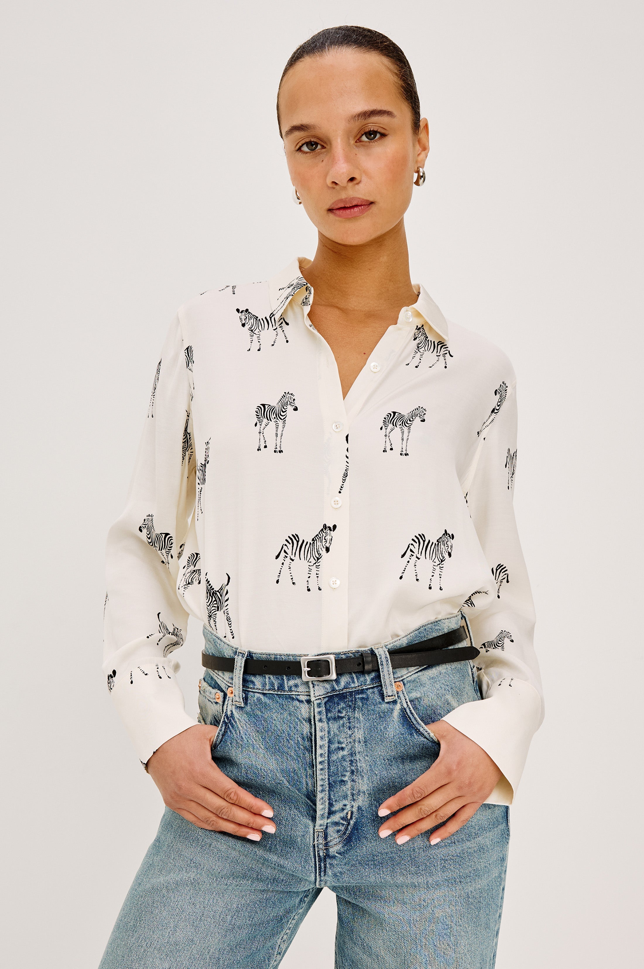 Saige Shirt - Ivory Zebra