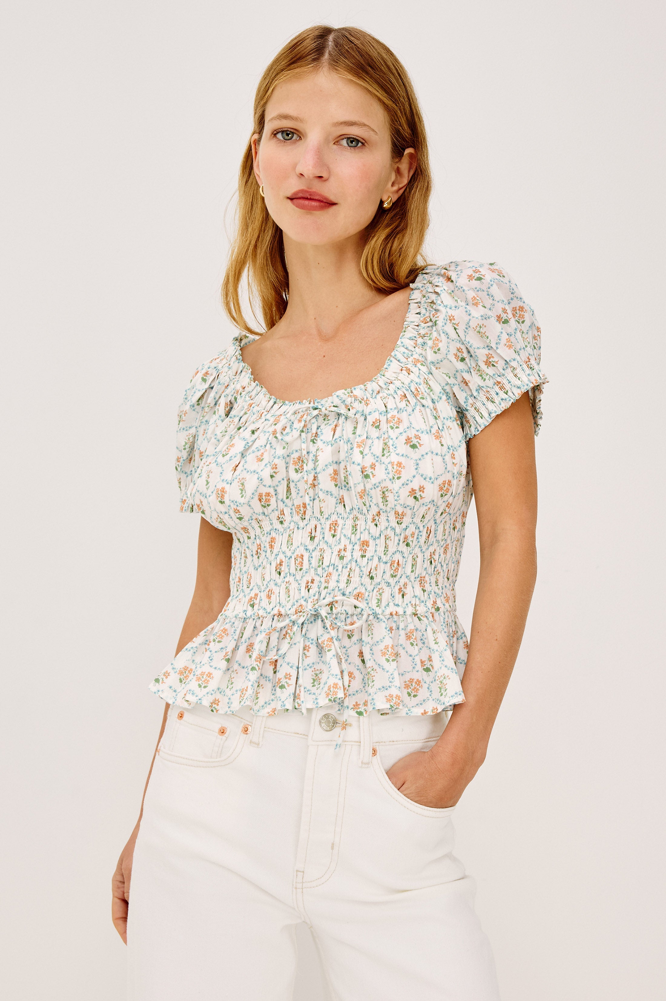 Serena Top - Peach Peony