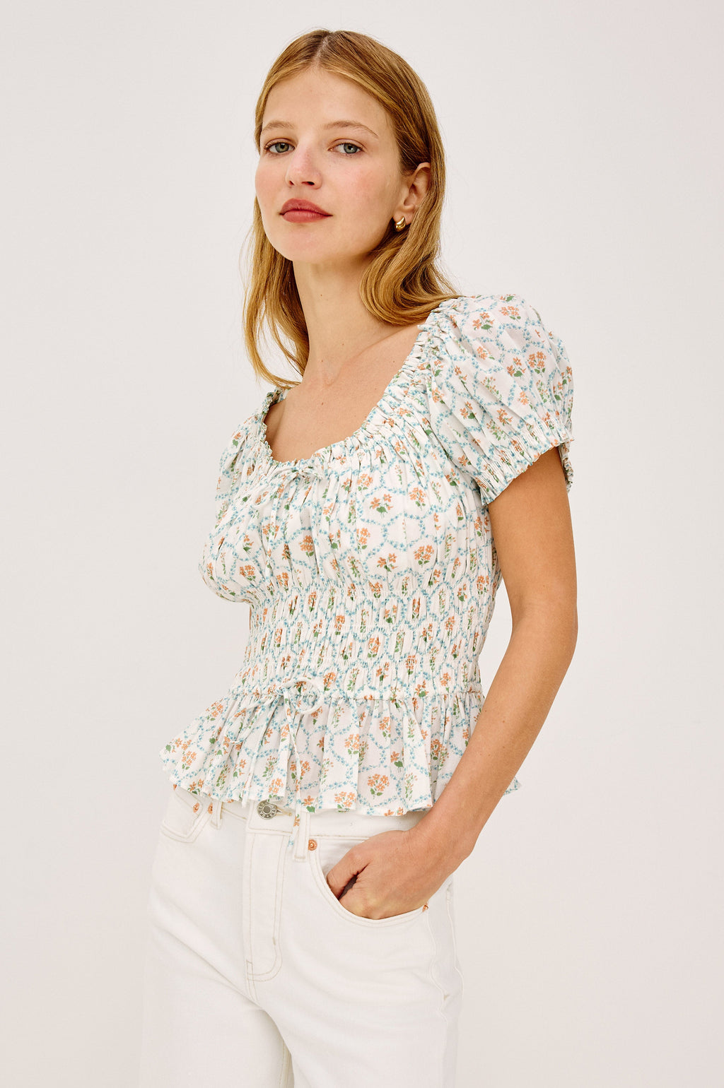 Serena Top - Peach Peony