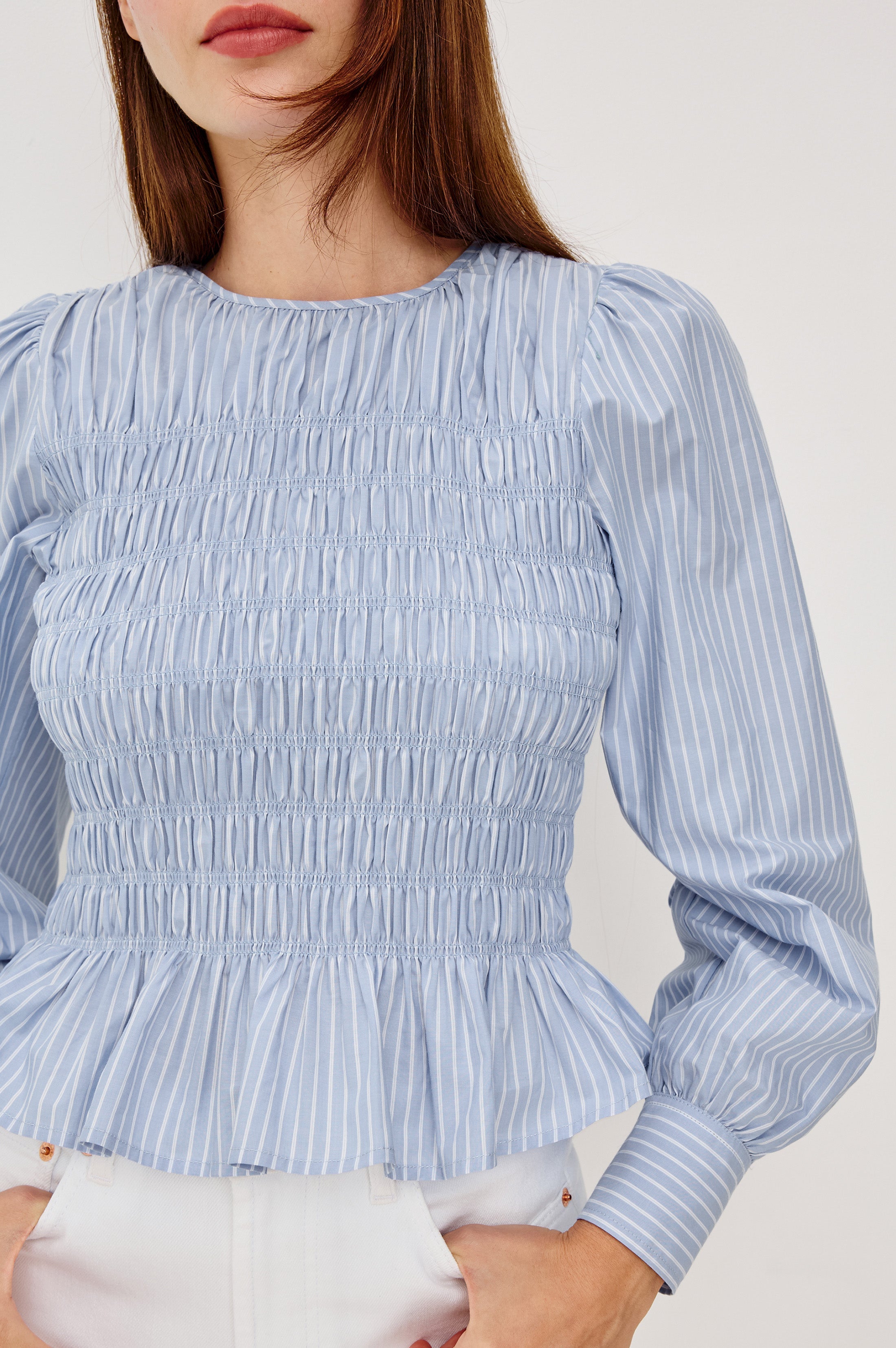 Tabi Top - Oxford White Stripe