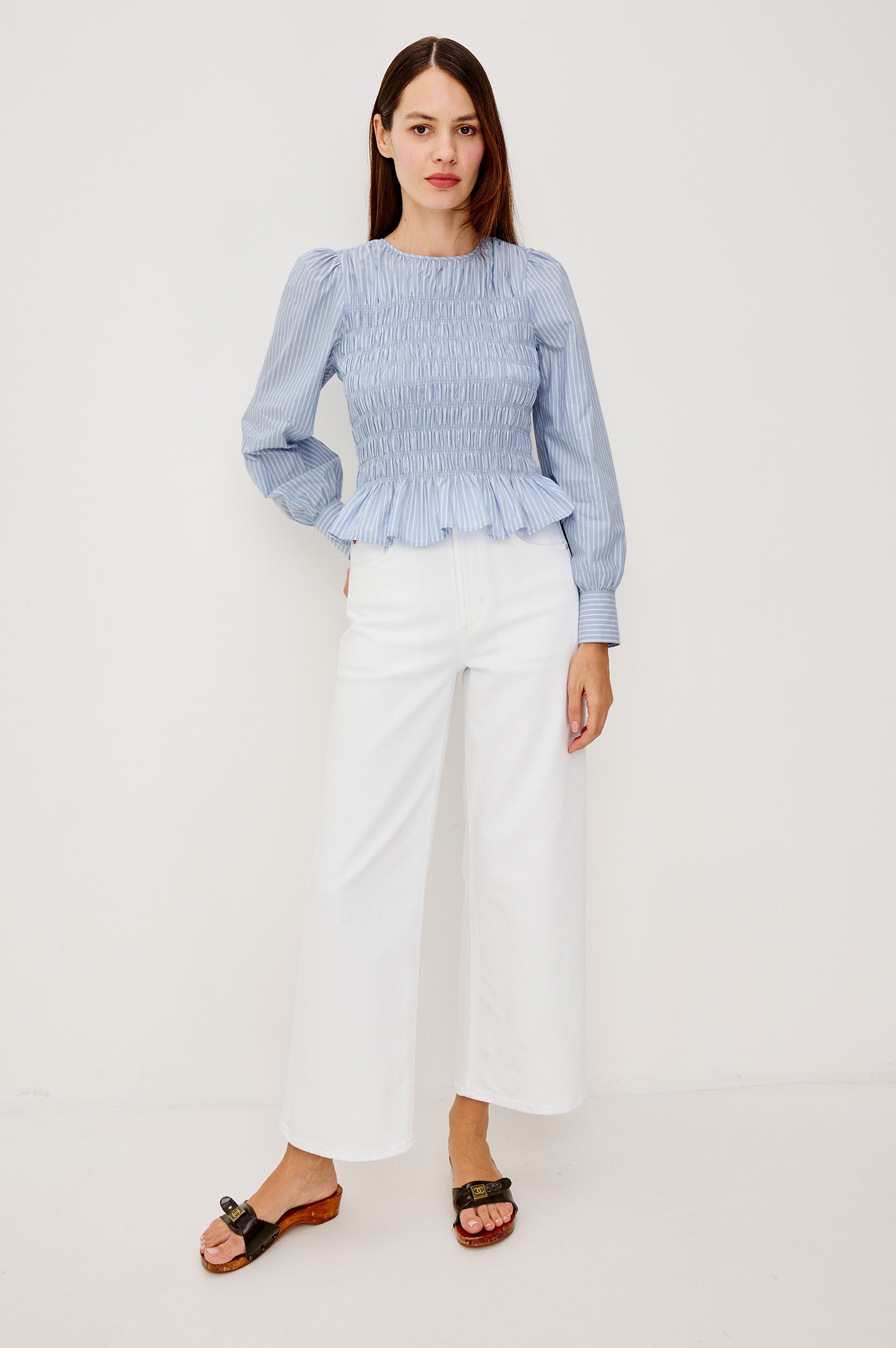 Tabi Top - Oxford White Stripe