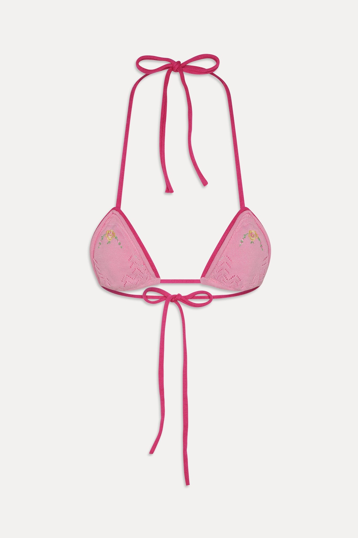 Tide Knit Triangle Bikini Top - Strawberry Lemonade