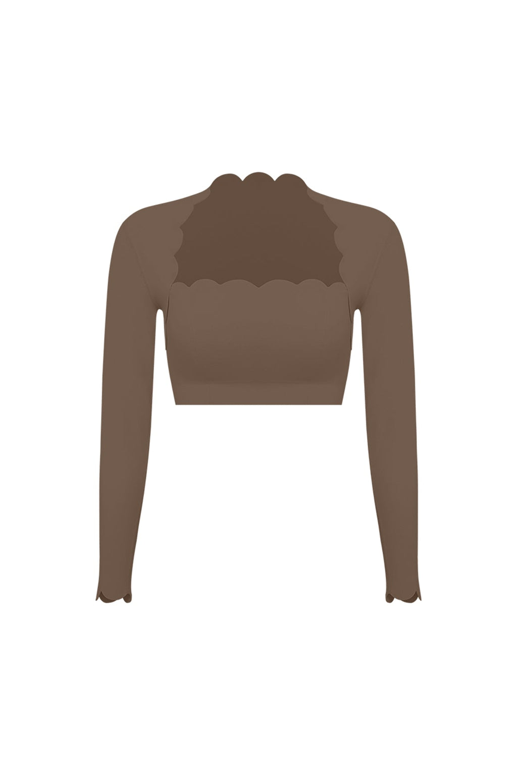 Scallop Cropped Long Sleeve Top