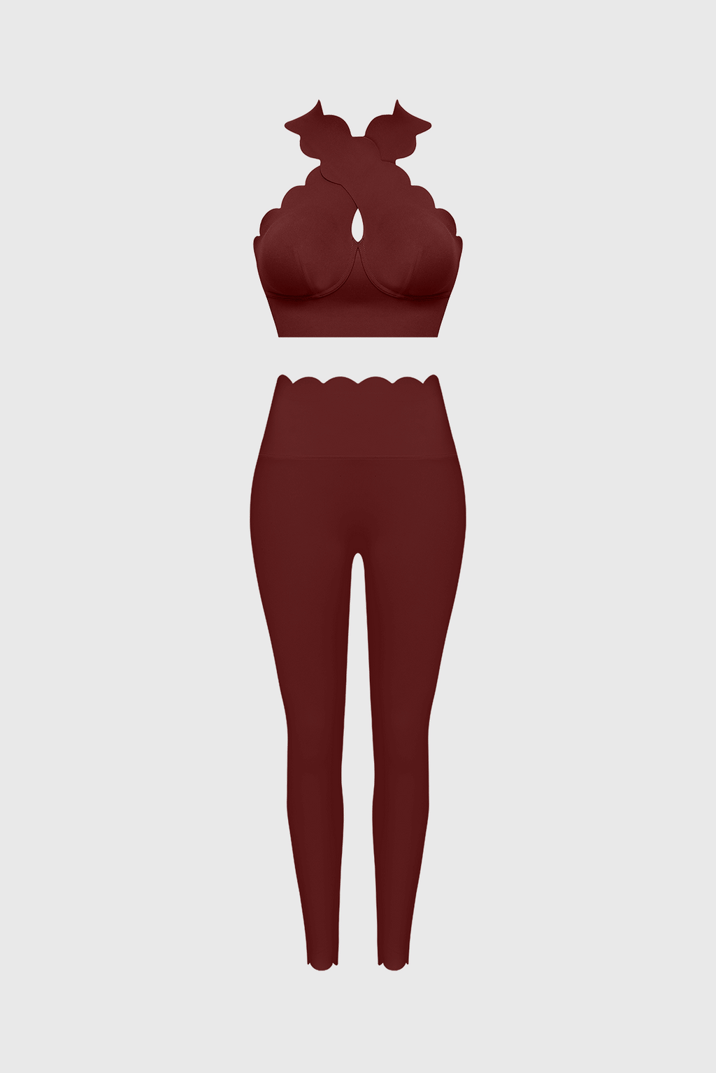 WISKII Crisscross Bra & High-Waist Scallop Scrunch Legging