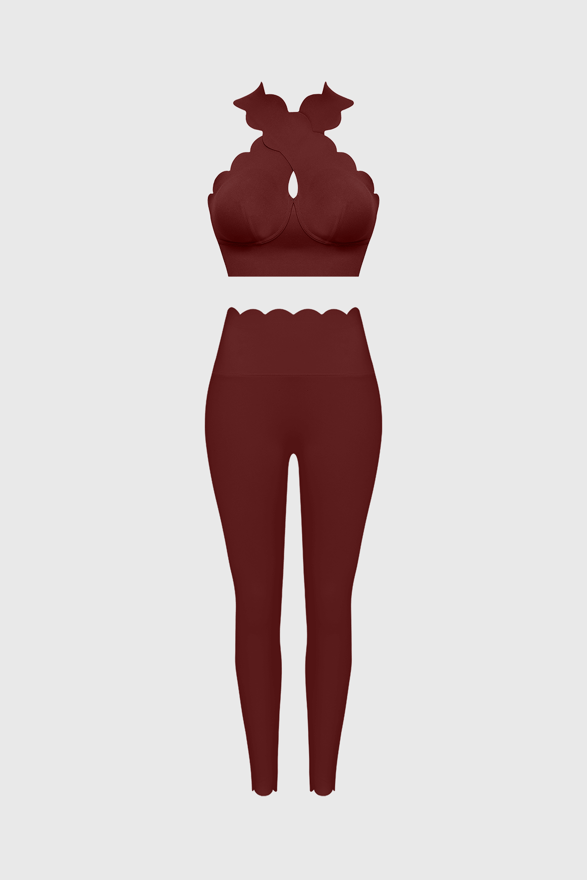 WISKII Crisscross Bra & High-Waist Scallop Scrunch Legging