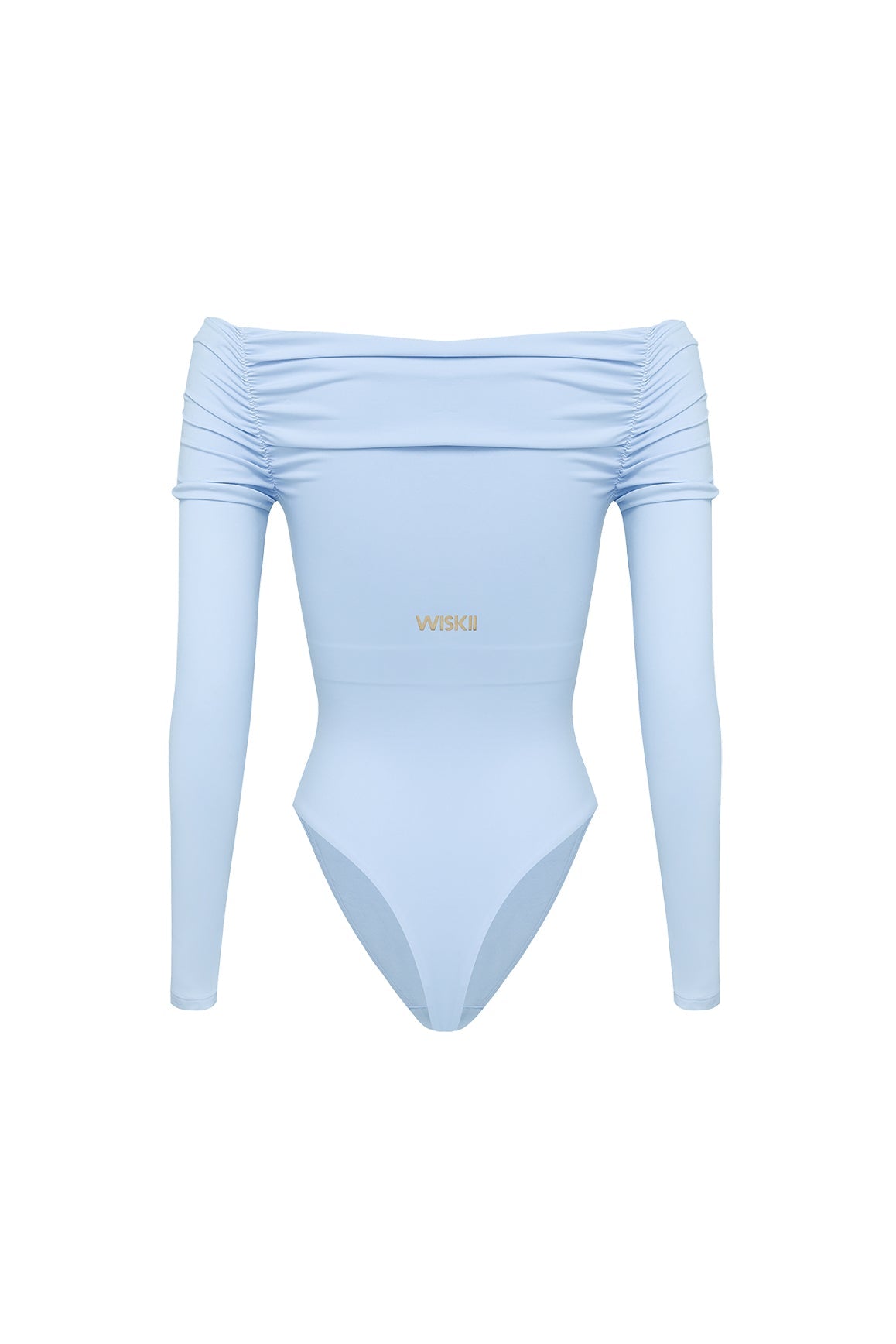 Long Sleeve Off Shoulder Pleated Bodysuit