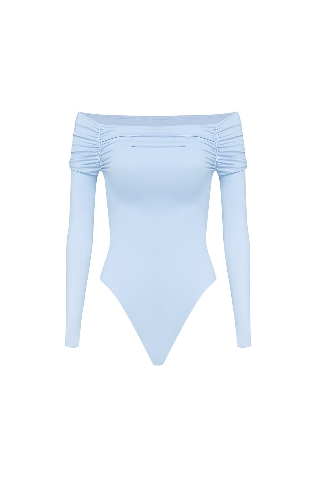 Long Sleeve Off Shoulder Pleated Bodysuit