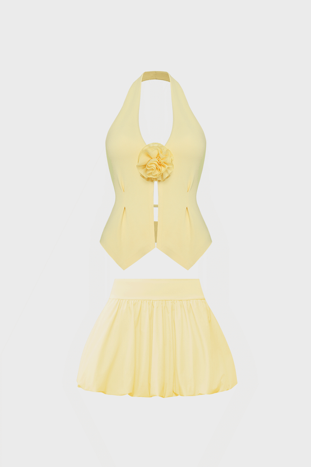 Riviera Floral Halter Vest & Mini Bubble Skirt